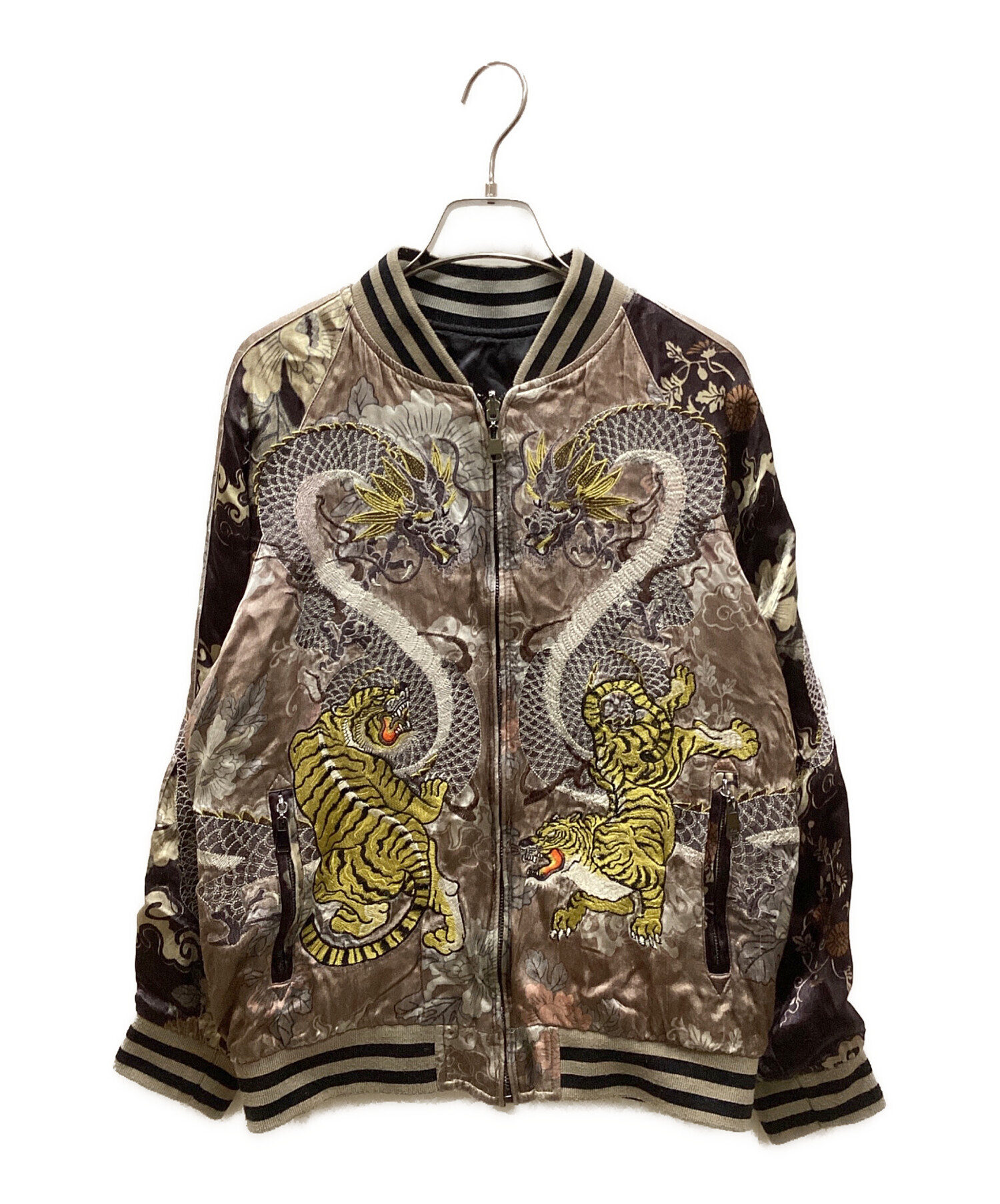 ZARA 人気即完売品 ペイズリー柄 ブルゾン スカジャン 最大XLサイズ 美品 中古・古着通販】ZARA (ザラ) リバーシブルスカジャン ベージュ サイズ