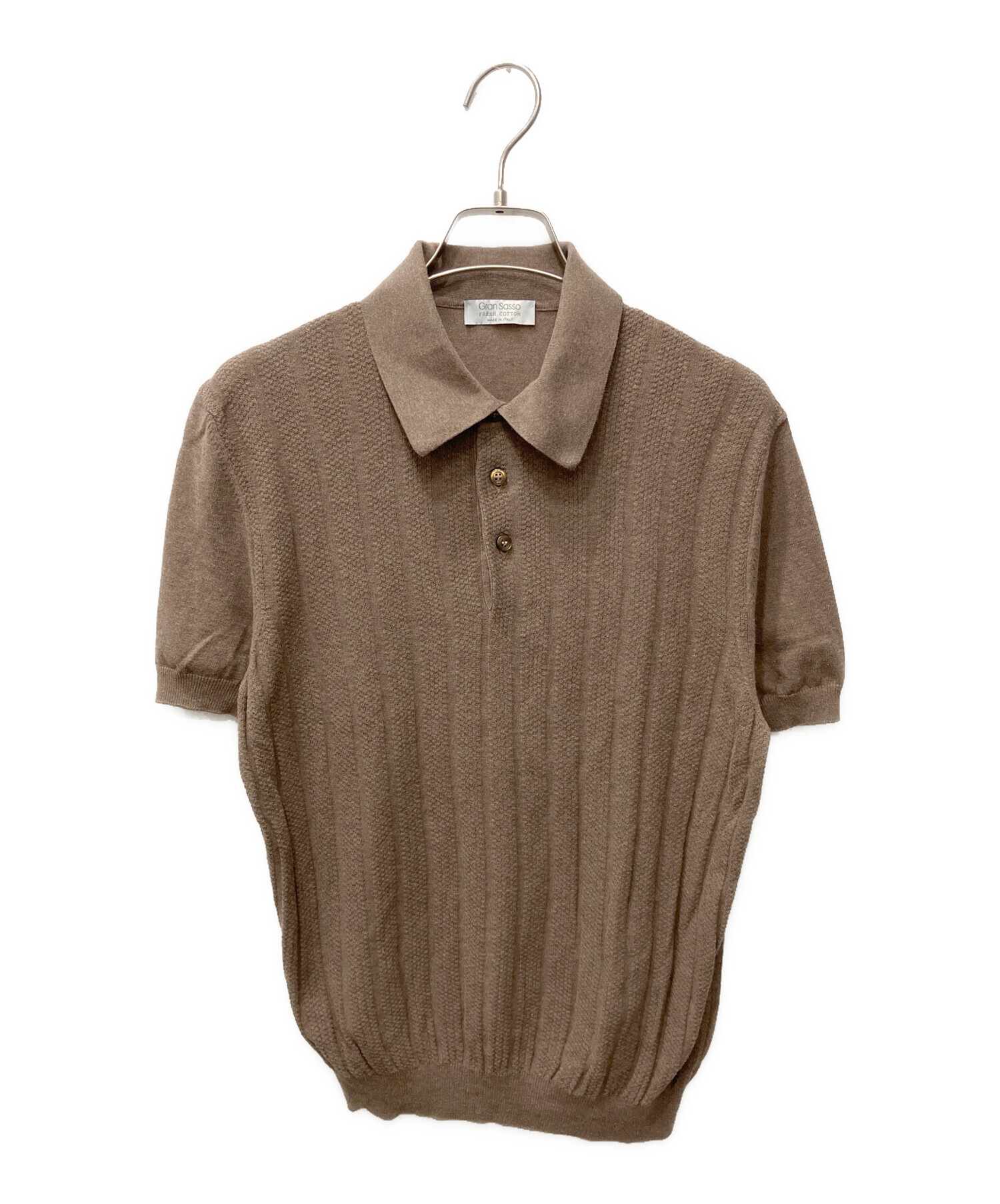 gran sasso グランサッソ 長袖 ニット ポロシャツ ブラウン 46 中古・古着通販】GRAN SASSO (グランサッソ) ニットポロシャツ