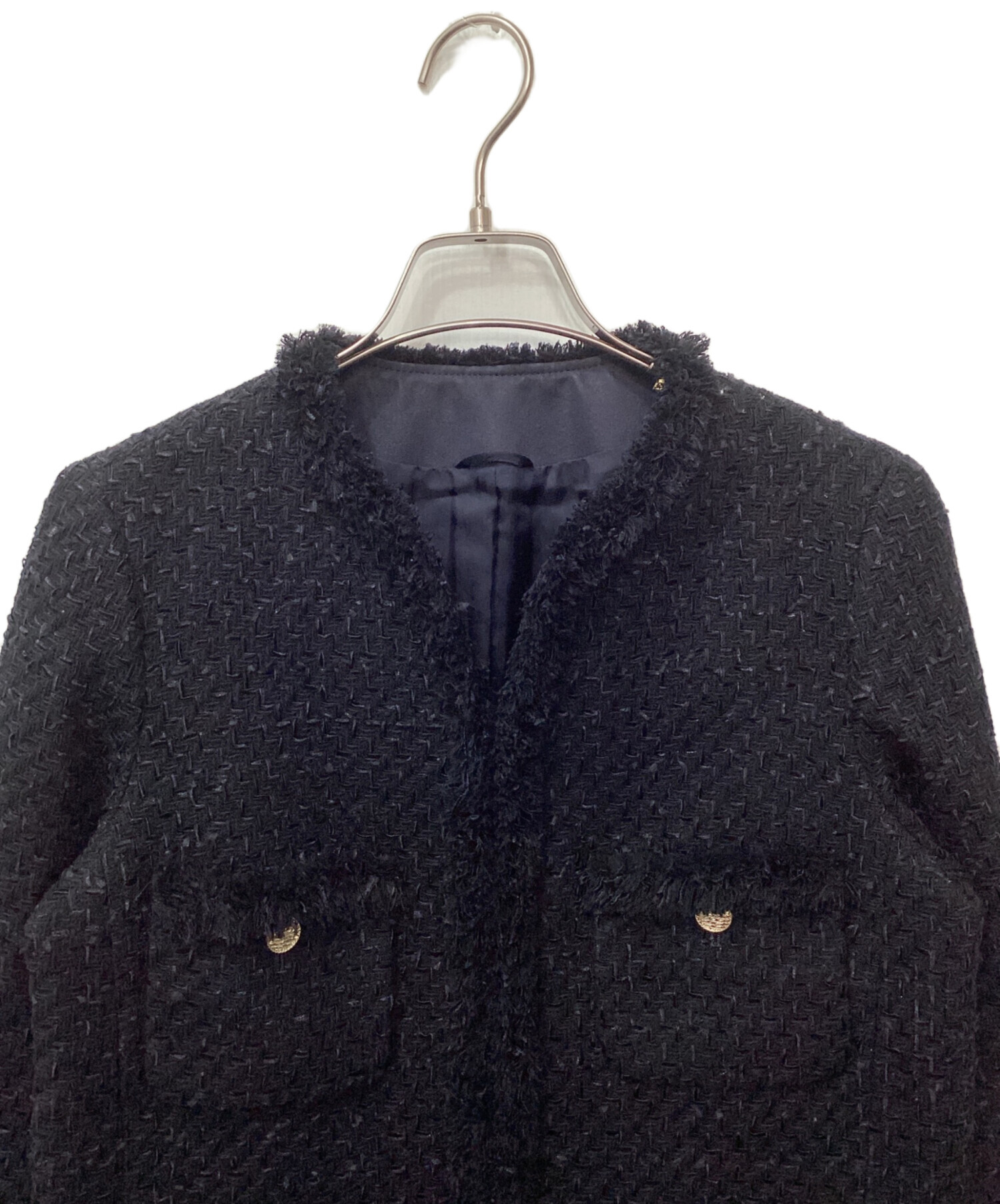 中古・古着通販】ANAYI (アナイ) ミックスツイードノーカラー