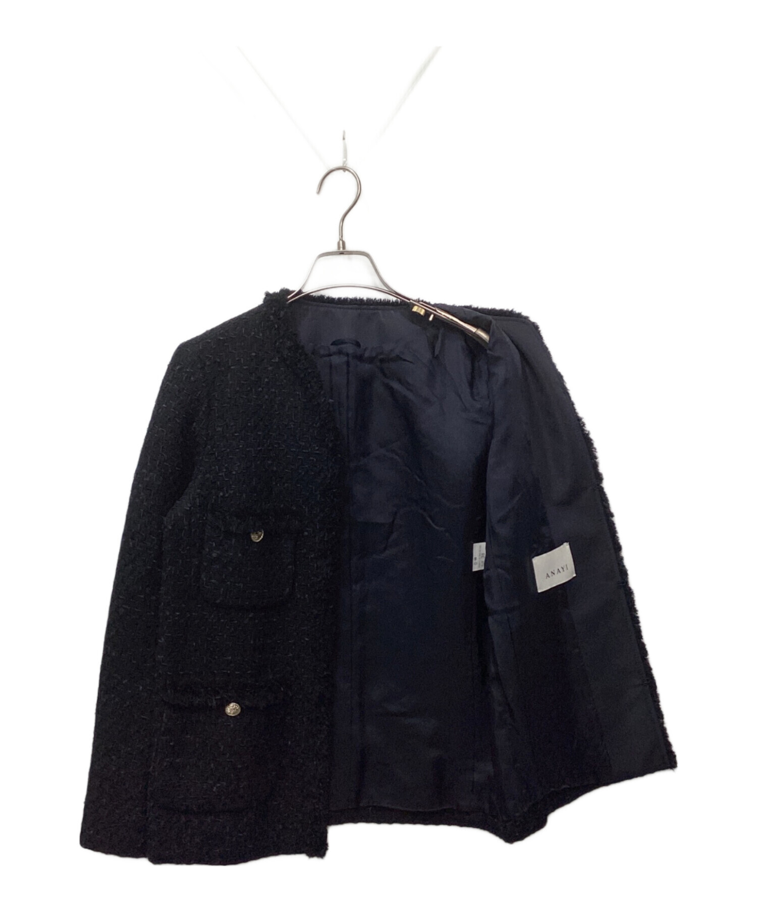 中古・古着通販】ANAYI (アナイ) ミックスツイードノーカラー