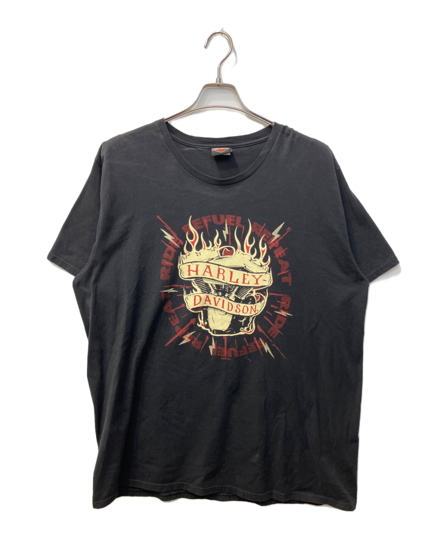メンズブラック両面リプリント長袖Tシャツ By HARLEY-DAVIDSON 中古・古着通販】HARLEY-DAVIDSON (ハーレーダビッドソン) 両面