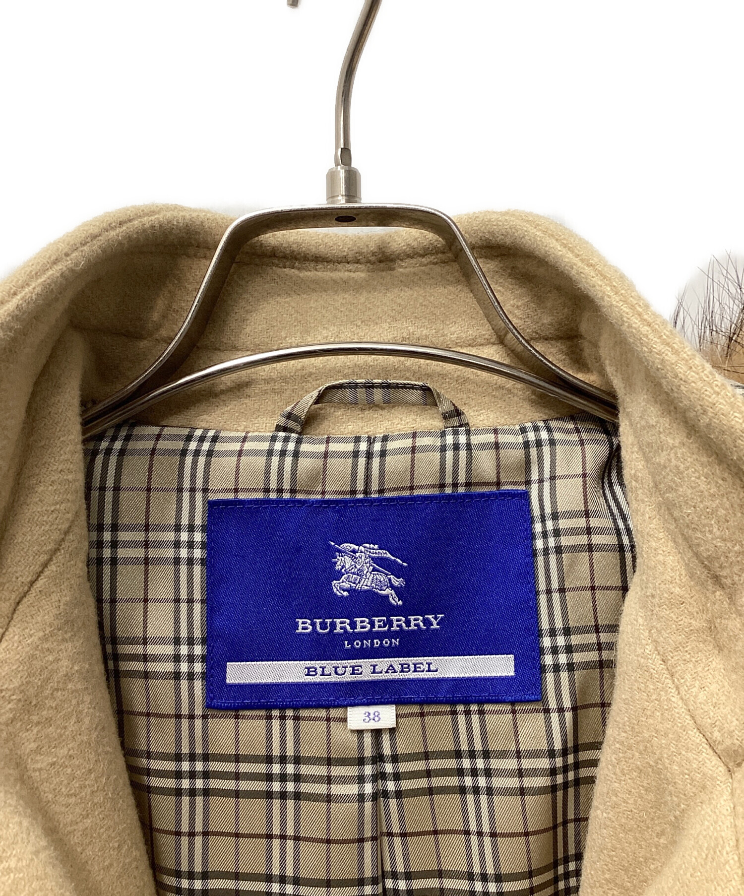 バーバリーブルーレーベル ウールコート ノバチェック　38サイズ 中古・古着通販】BURBERRY BLUE LABEL (バーバリー ブルー レーベル
