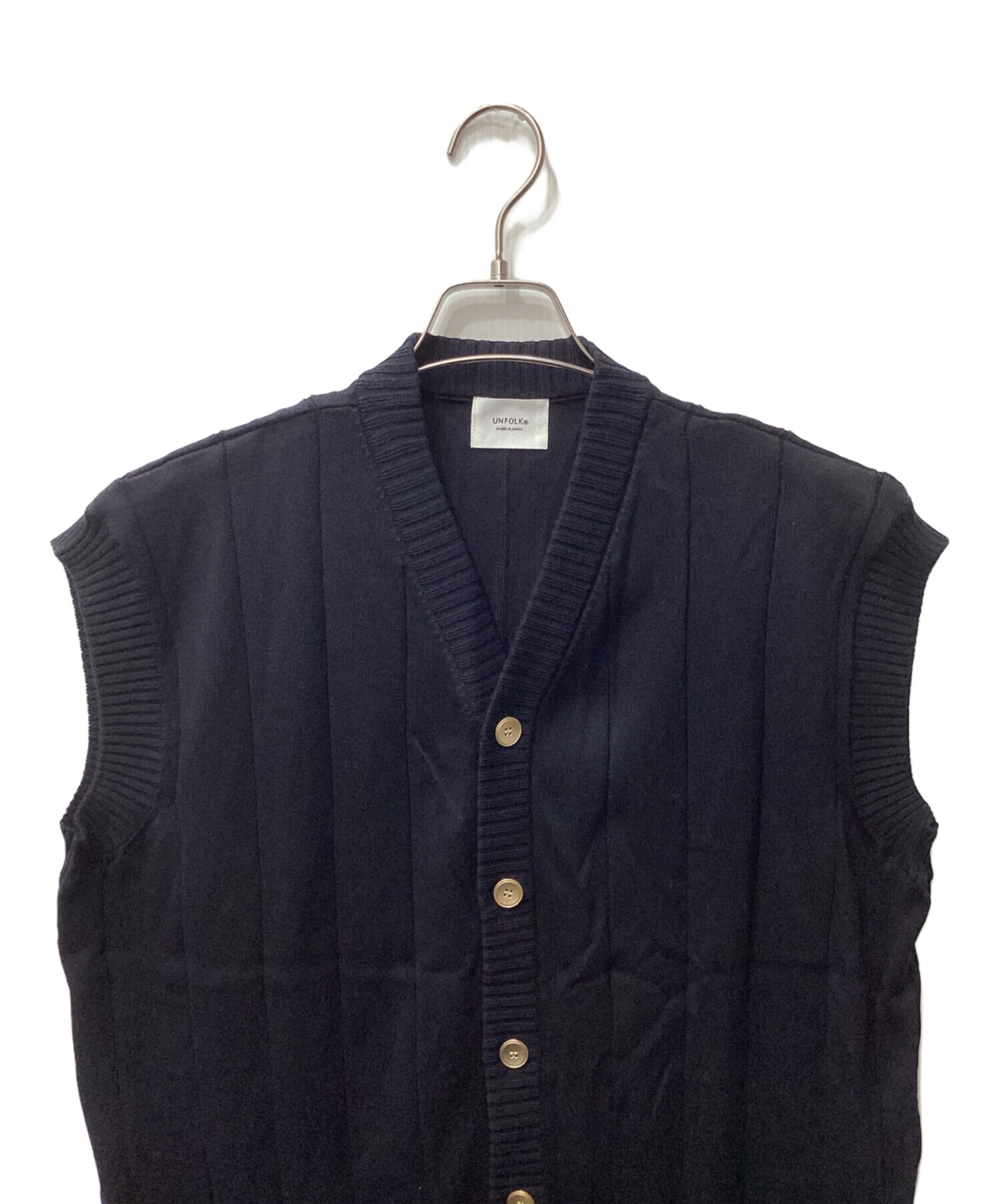 トップス UNFOLK Giza cotton vneck knit vest (Navy 中古・古着通販】Unfolk (アンフォーク) Giza cotton vneck knit vest