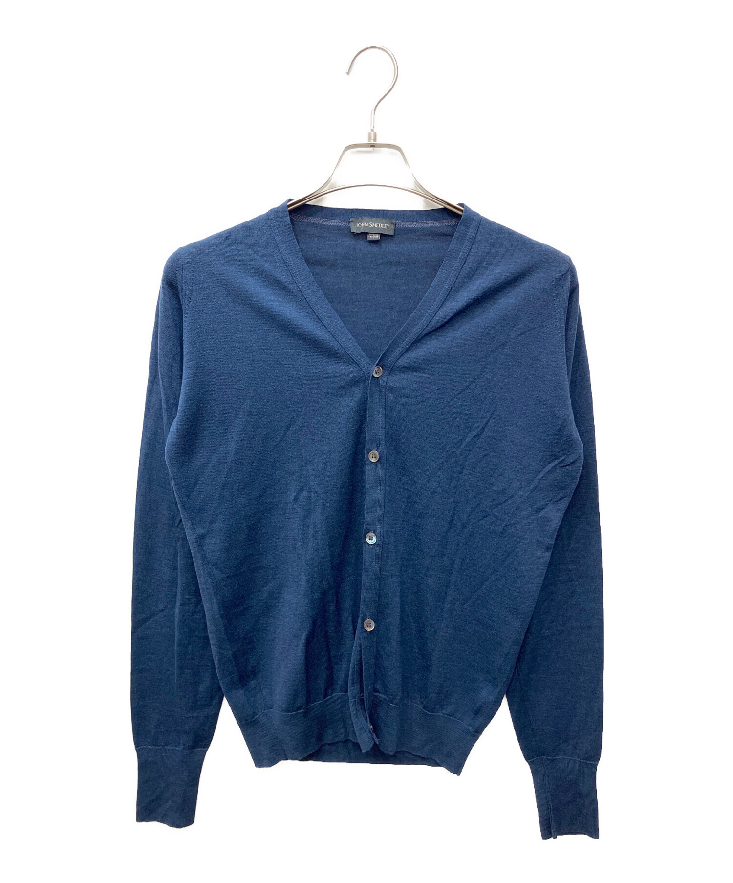 ✨メリノウール✨(L) John Smedley カーディガン 青紺 羊毛 中古・古着通販】JOHN SMEDLEY (ジョンスメドレー) メリノウール