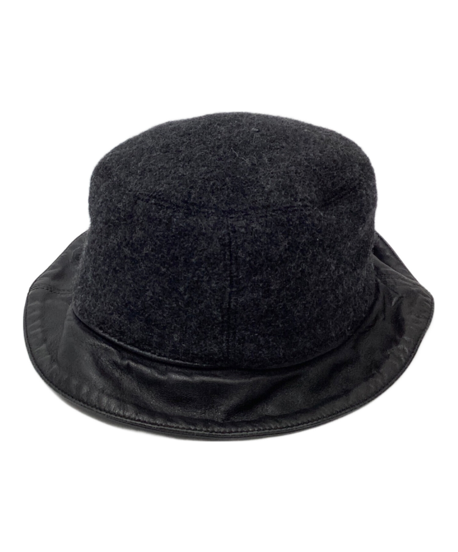 ヘレンカミンスキー羊革 レザーハット　黒 中古・古着通販】HELEN KAMINSKI (ヘレンカミンスキー) レザーウール