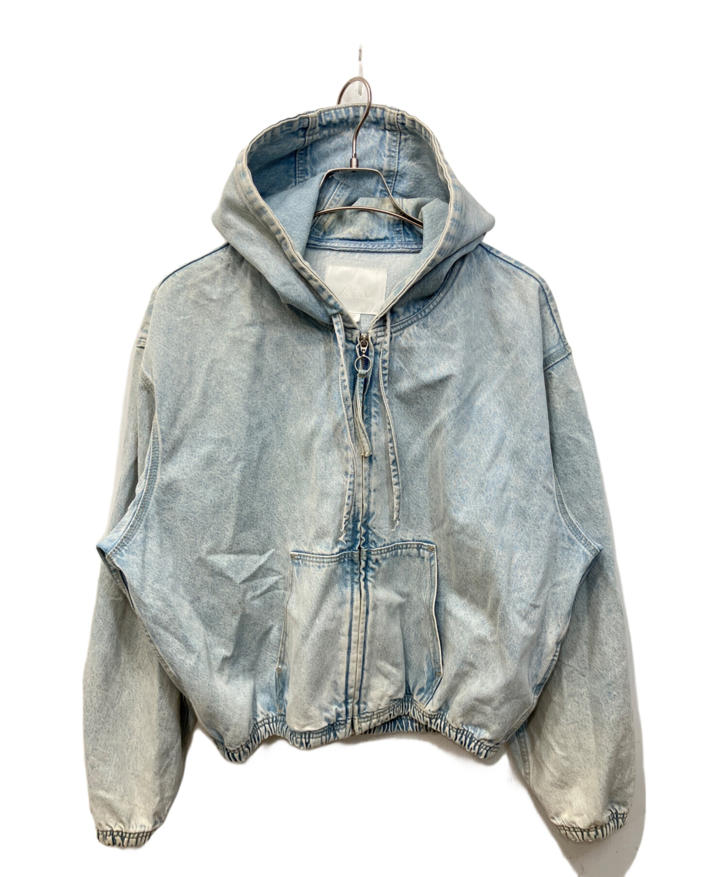 中古・古着通販】ZARA (ザラ) フーディーデニムブルゾン ブラック