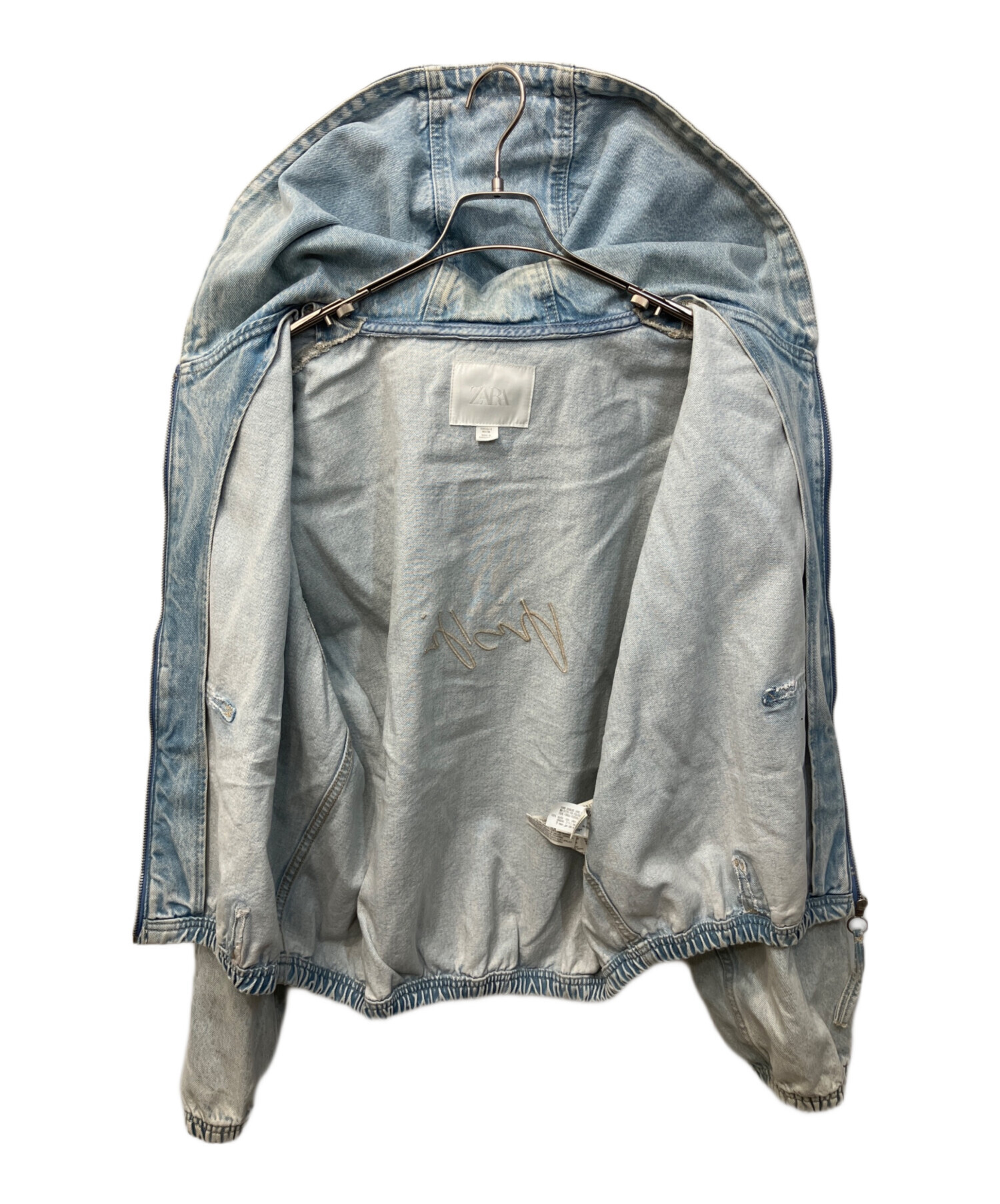 中古・古着通販】ZARA (ザラ) フーディーデニムブルゾン ブラック