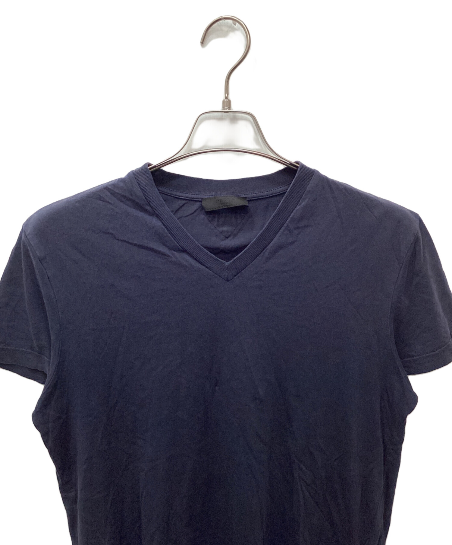 中古・古着通販】PRADA (プラダ) バックトライアングルVネックTシャツ 