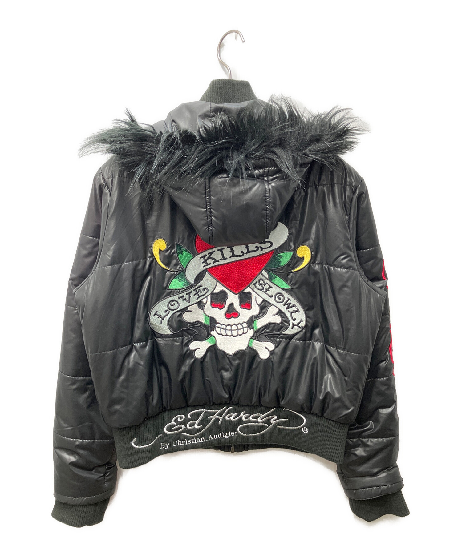 中古・古着通販】ED HARDY (エド ハーディー) 刺繍ファー付中綿