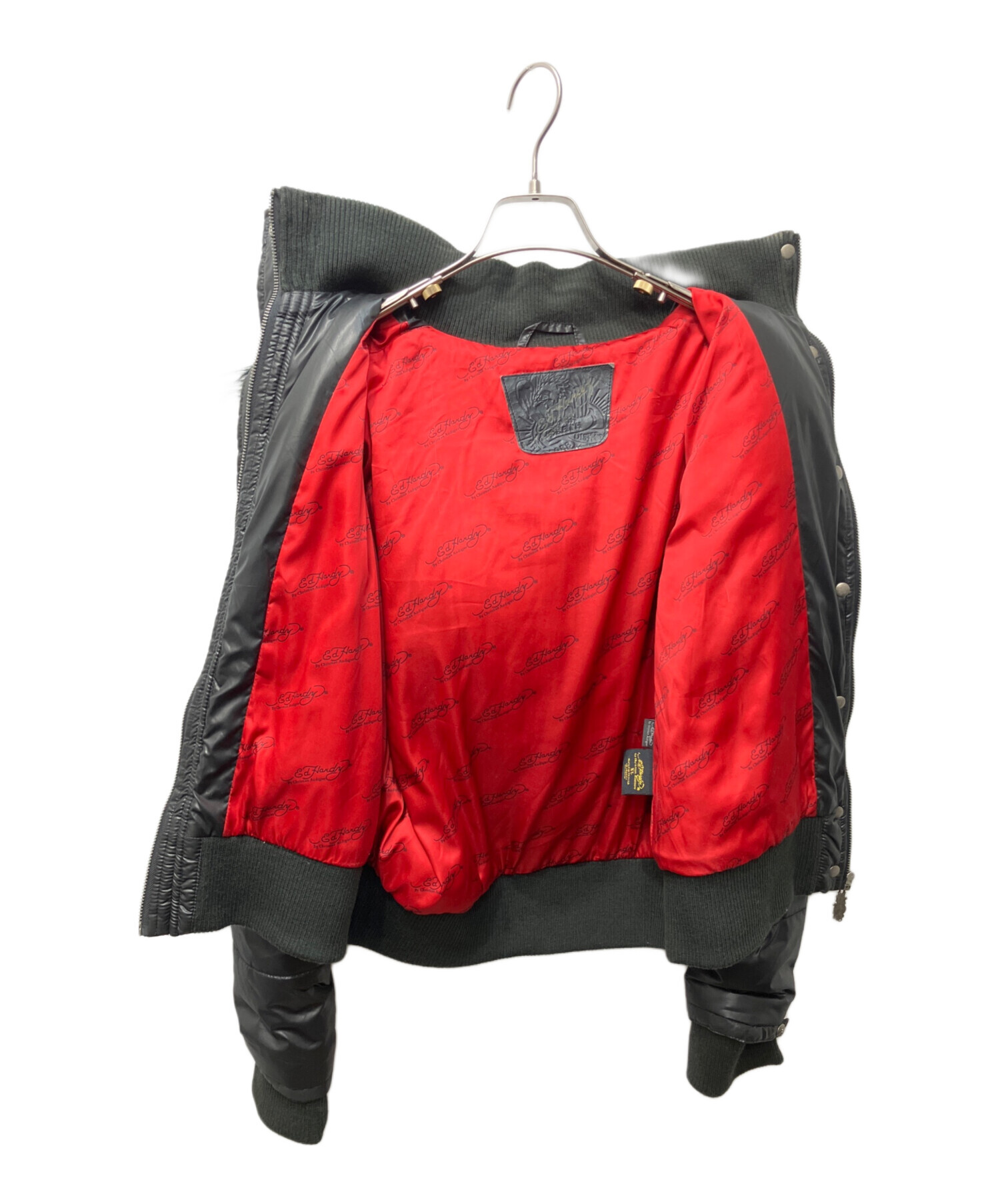 Ed Hardy ファーダウン 中古・古着通販】ED HARDY (エド ハーディー) 刺繍ファー付中綿