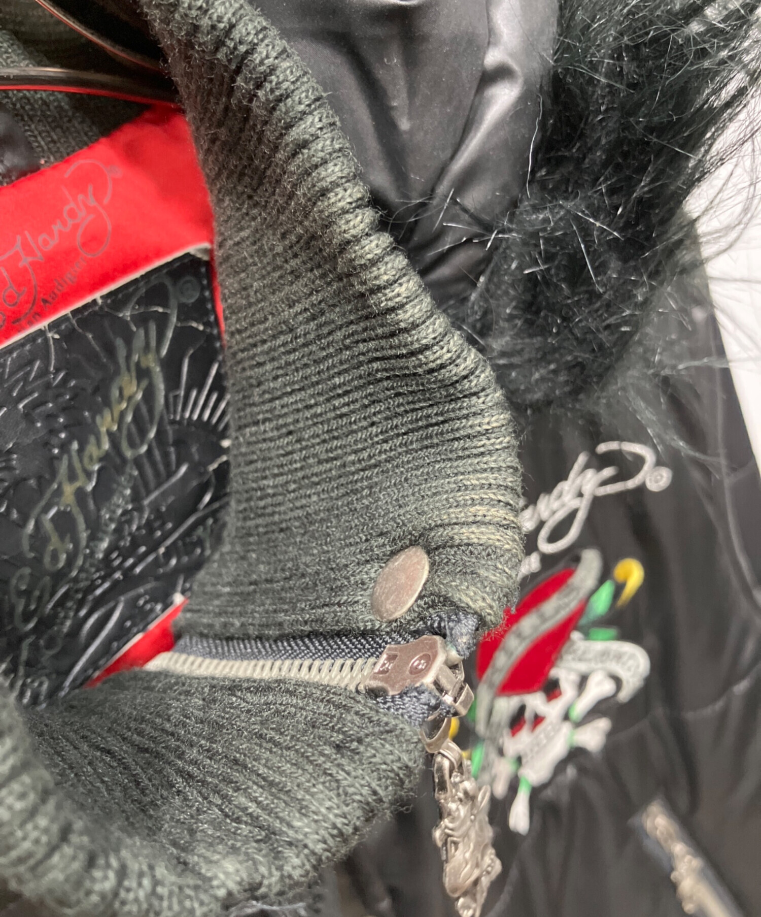 中古・古着通販】ED HARDY (エド ハーディー) 刺繍ファー付中綿