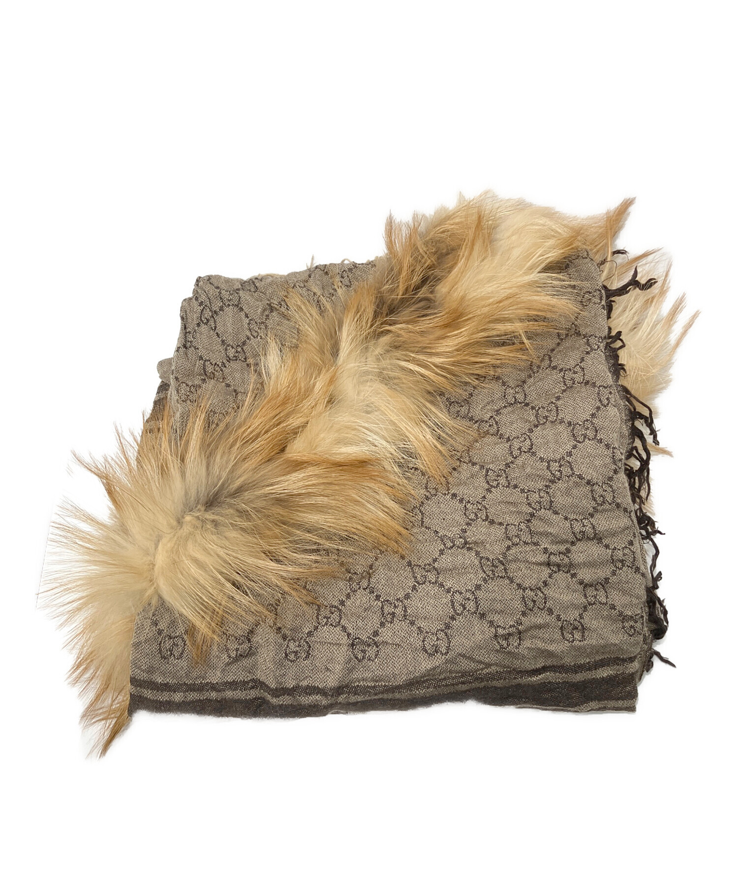 gucci GG柄の　シルク混ストール フクシア 中古・古着通販】GUCCI (グッチ) フォックスファー シルク混 GG柄