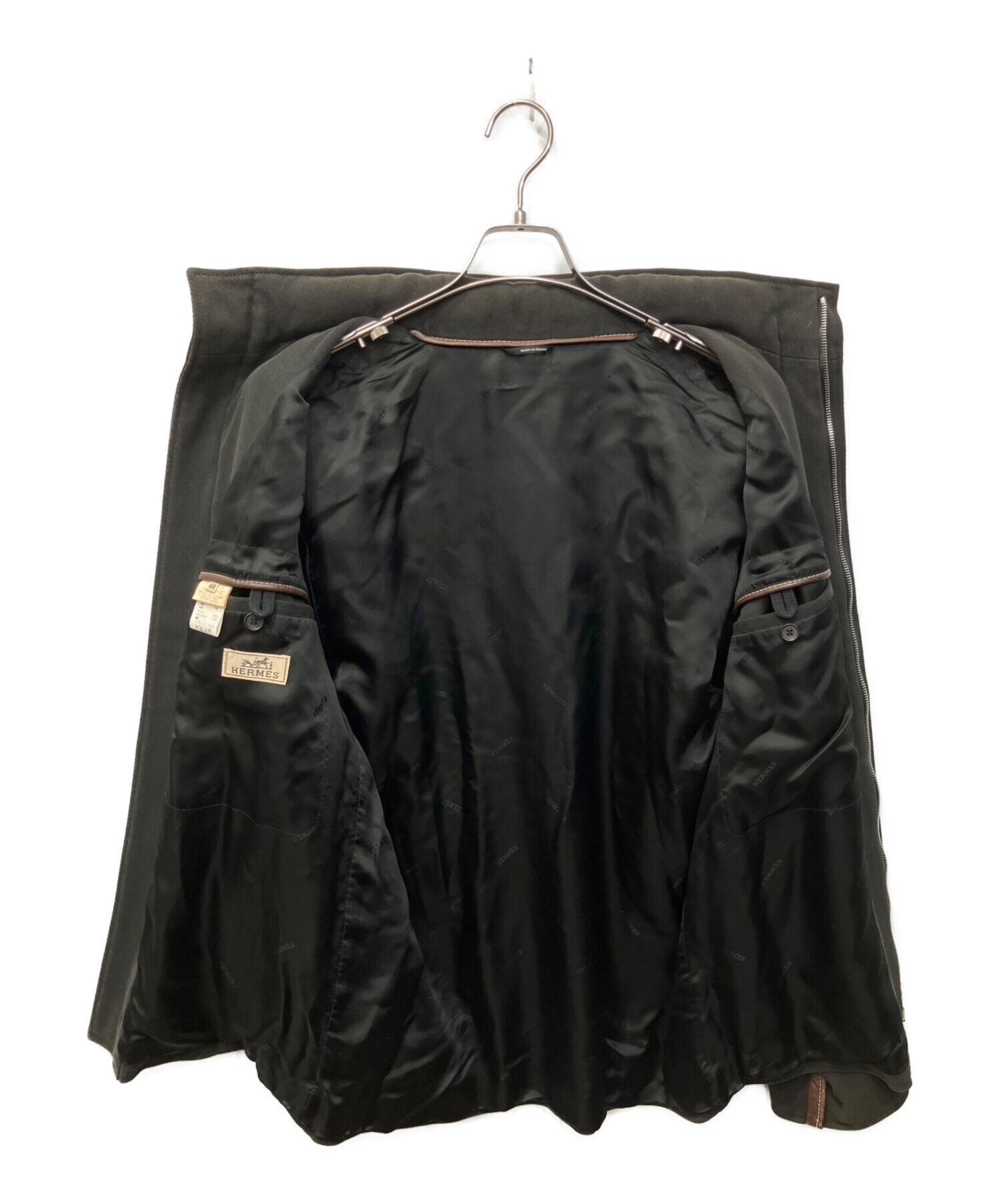 中古・古着通販】HERMES (エルメス) レザーパイピングジップアップ 