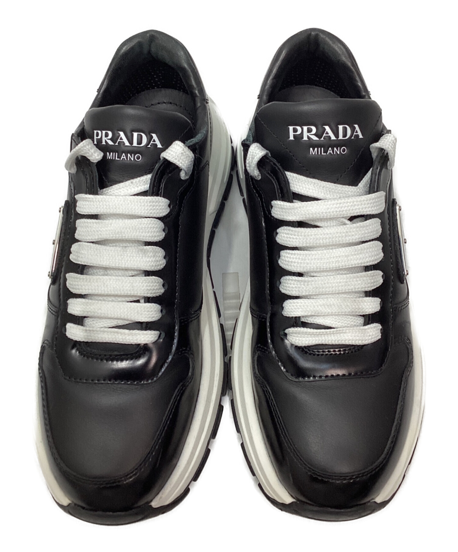 中古・古着通販】PRADA (プラダ) Prax 01 レザー スニーカー ブラック