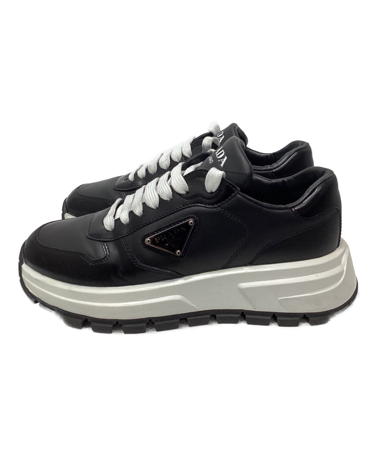 中古・古着通販】PRADA (プラダ) Prax 01 レザー スニーカー ブラック