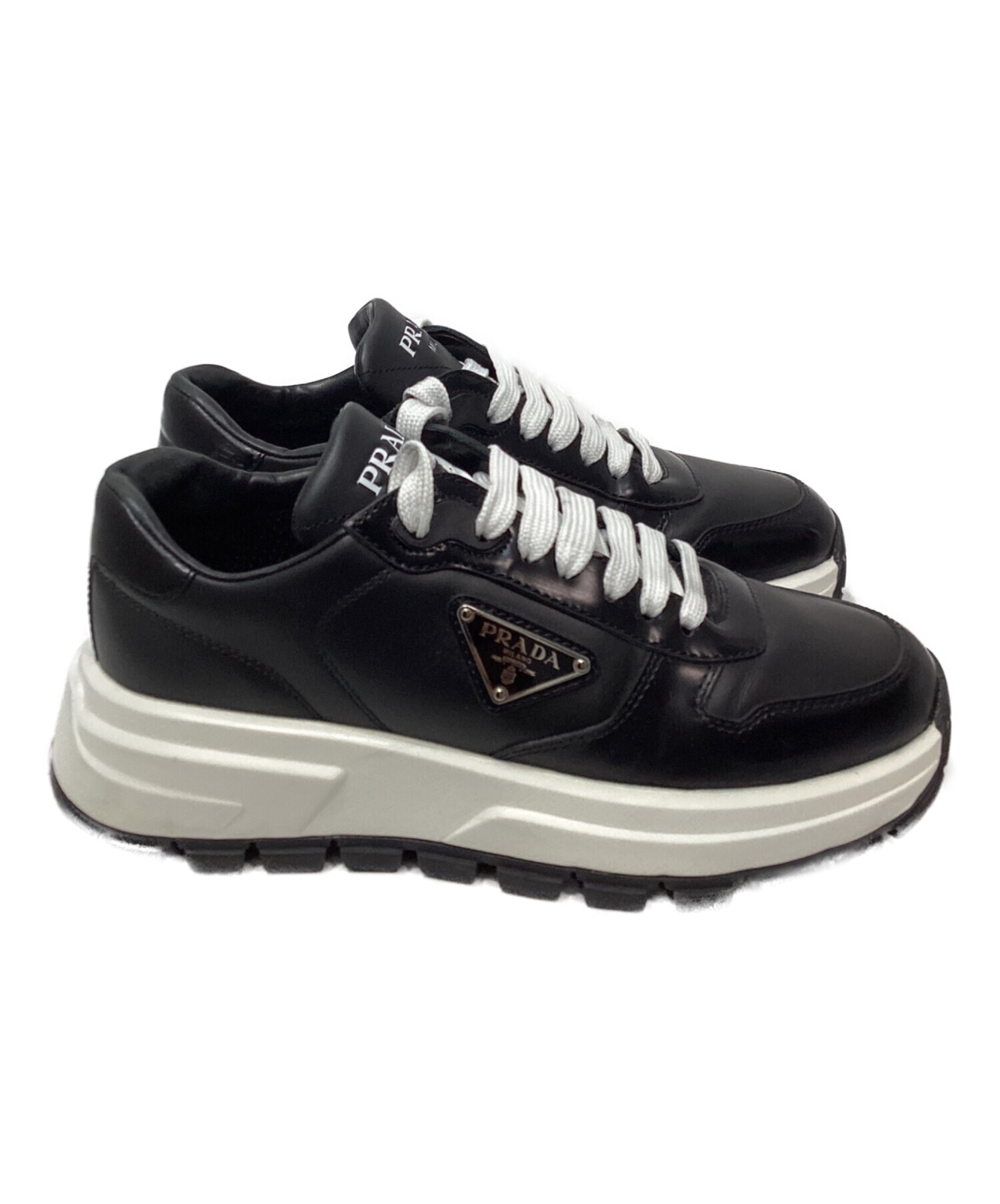 中古・古着通販】PRADA (プラダ) Prax 01 レザー スニーカー ブラック