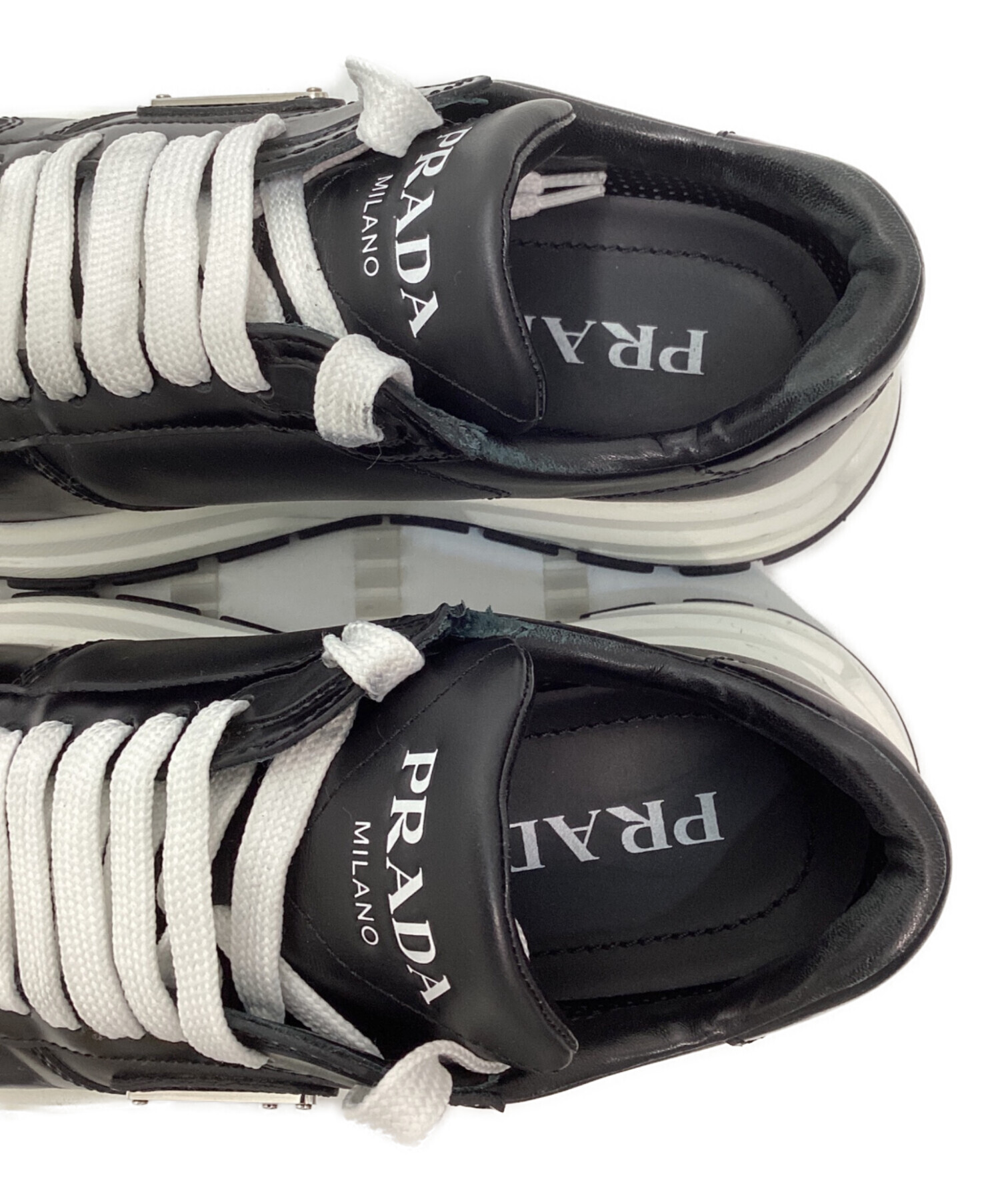 中古・古着通販】PRADA (プラダ) Prax 01 レザー スニーカー ブラック