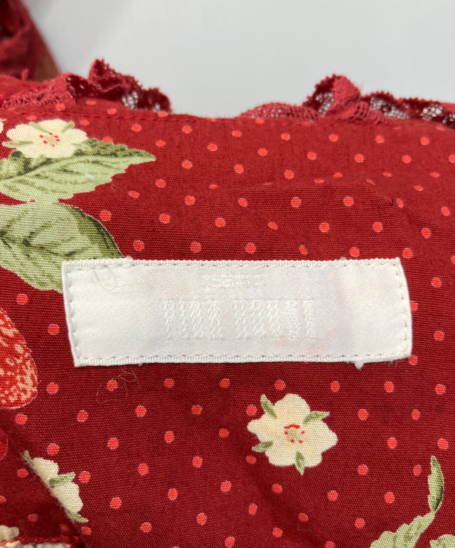 ピンクハウス イチゴとチェリー、チェックのパッチワークジャンパースカート 中古・古着通販】PINK HOUSE (ピンクハウス) サンプル品ボタンフロント