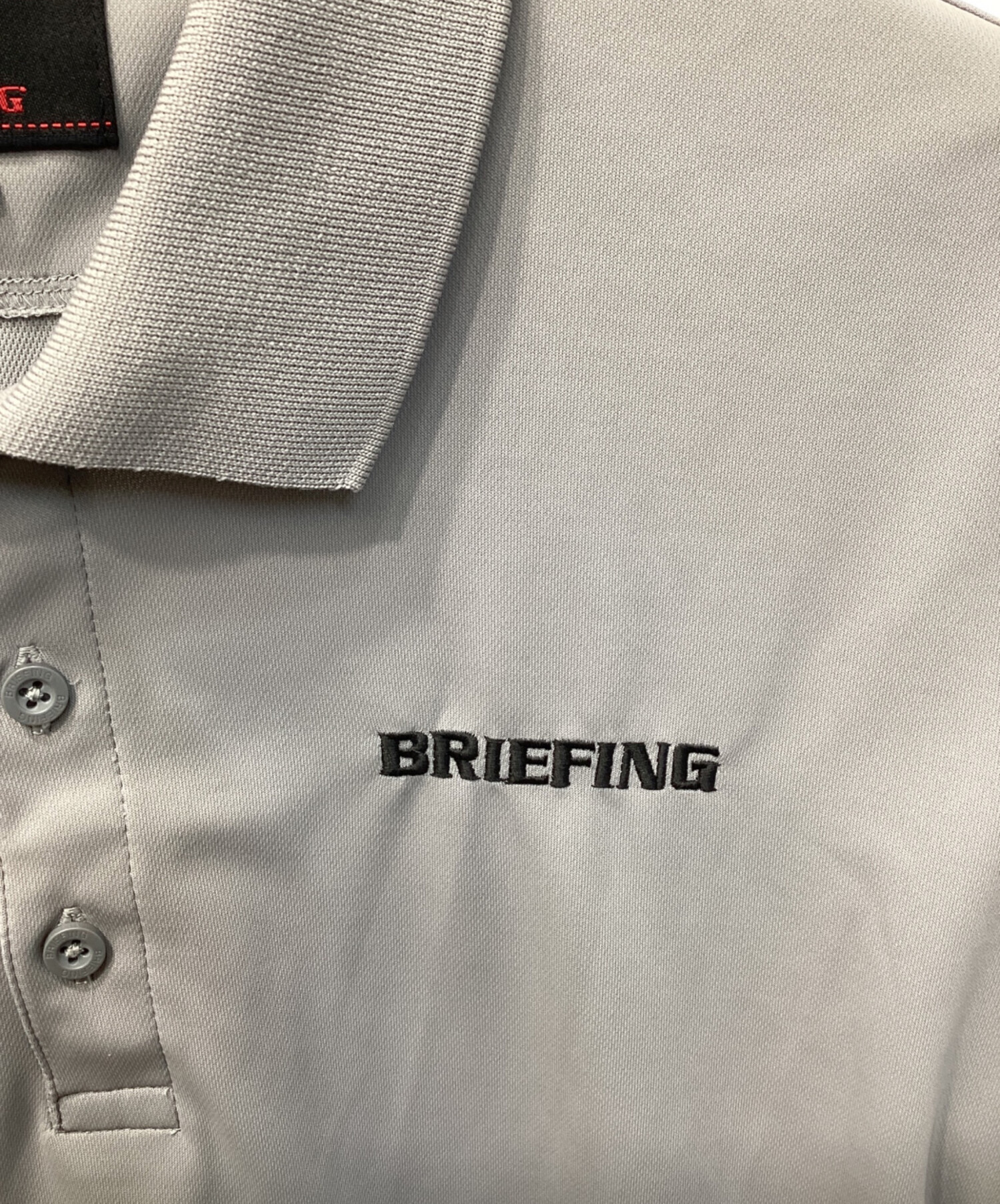 ブリーフィングBRIEFING グレー ポロシャツL 中古・古着通販】BRIEFING (ブリーフィング) ロゴ刺繍ポロシャツ