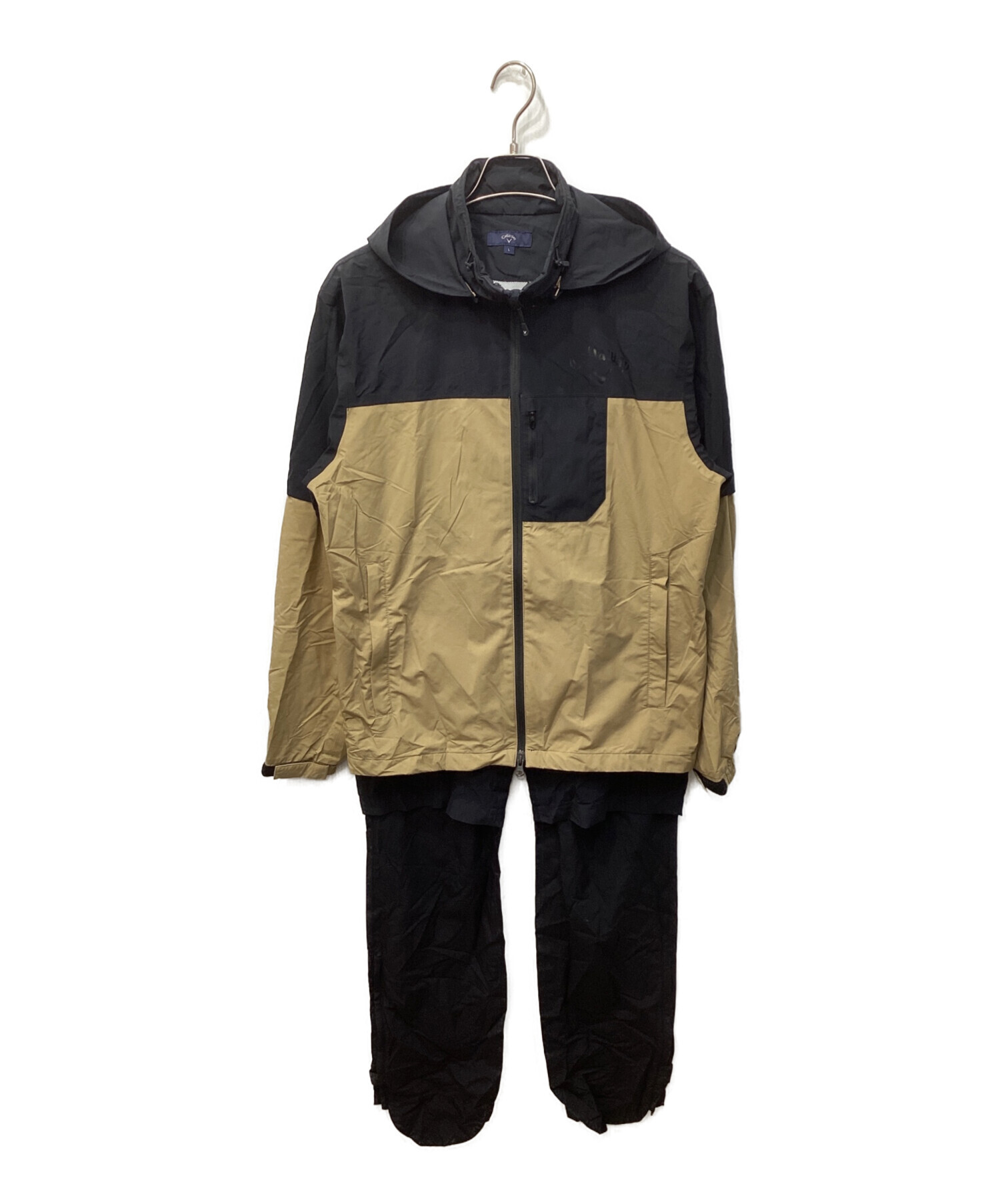 Callaway キャロウェイ セットアップ レインウェア　ブラック&ベージュ 中古・古着通販】Callaway (キャロウェイ) レインウェアセットアップ