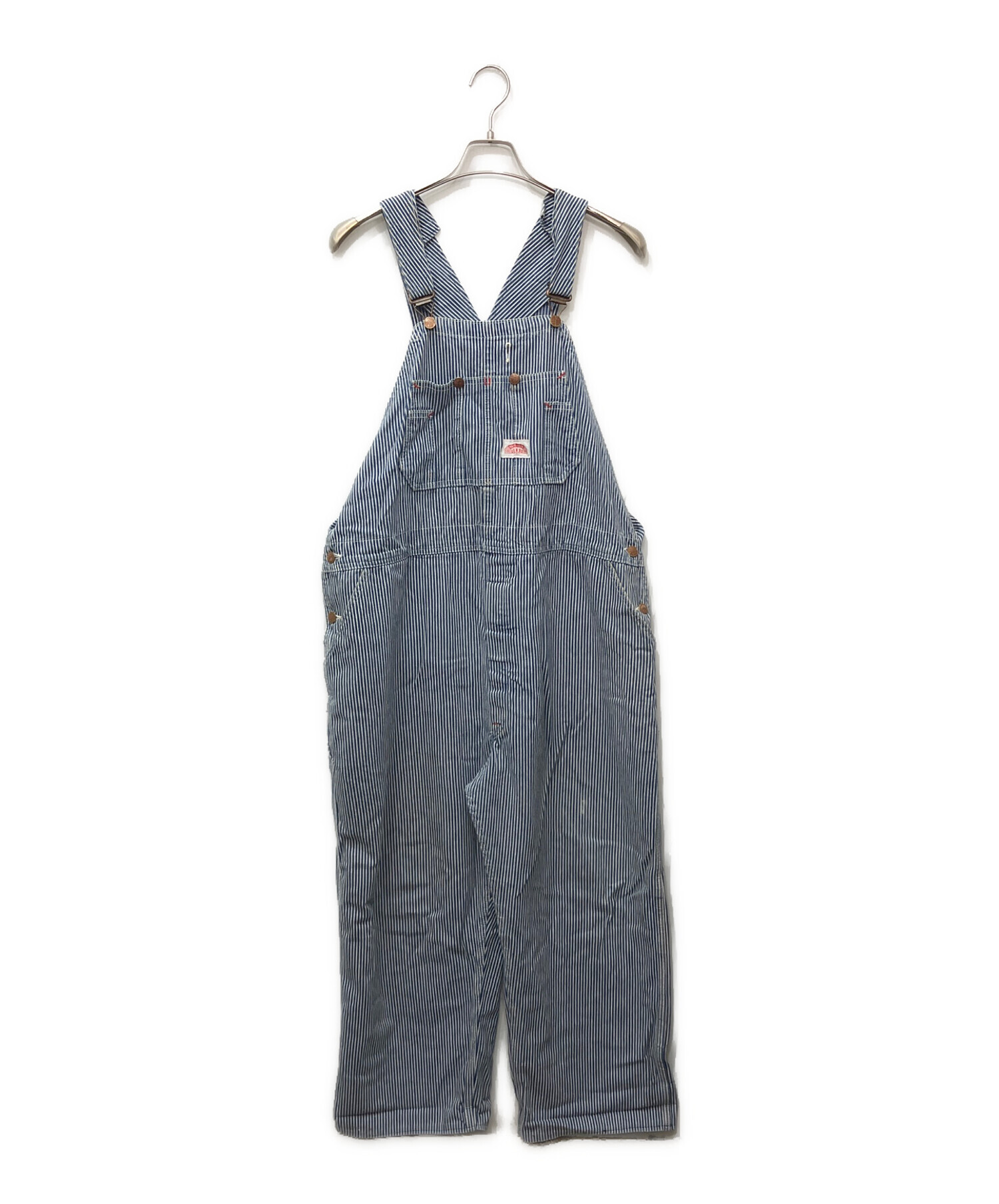 ROUND HOUSE ヒッコリーデニムオーバーオール/古着/実寸W44L29 中古・古着通販】round house (ラウンドハウス) デニムオーバーオール