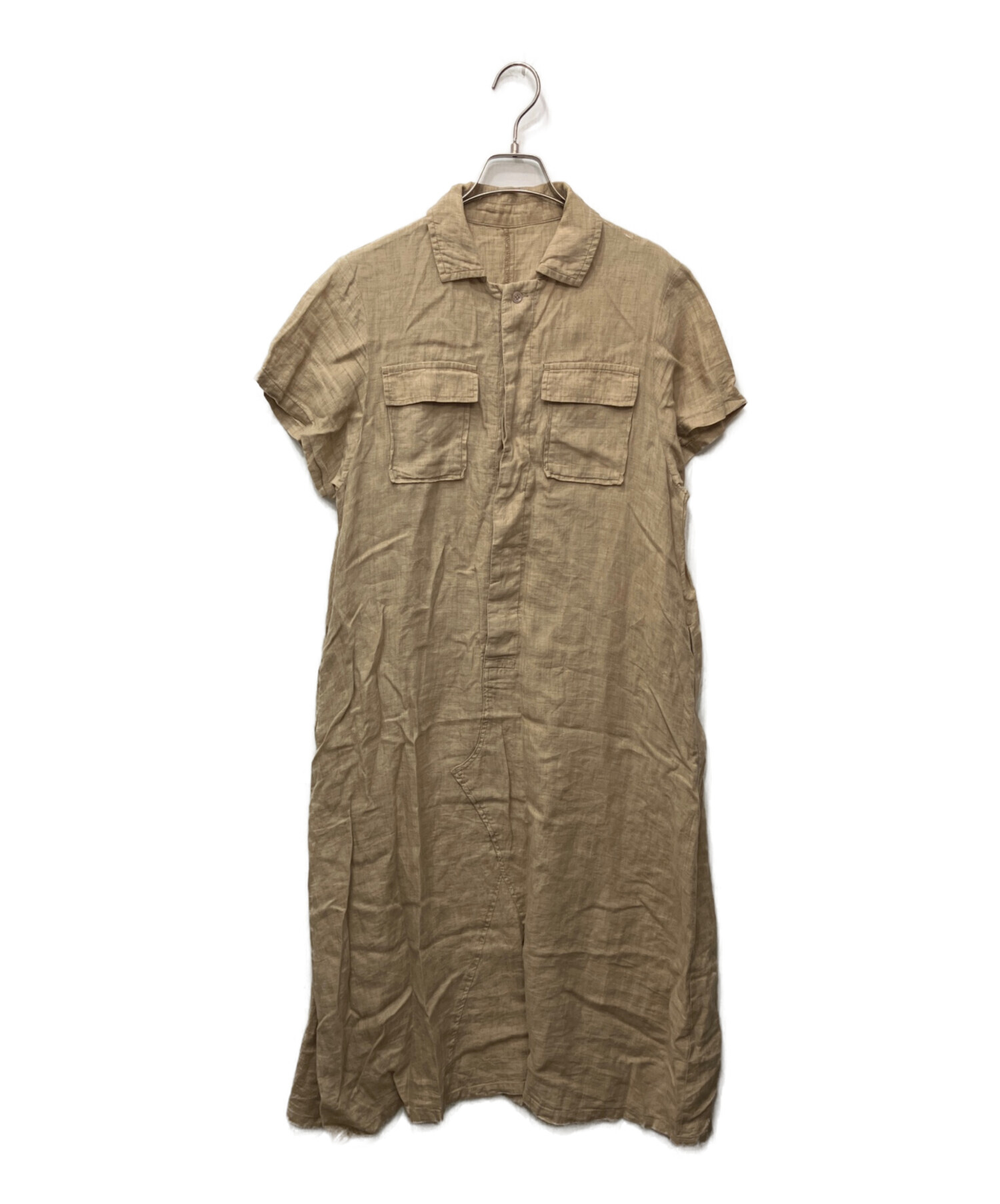SALE‼️ネストローブ【nest Robe】前開きブラウンワンピフリーサイズ日本 中古・古着通販】nest Robe (ネストローブ) リネンハーフボタン