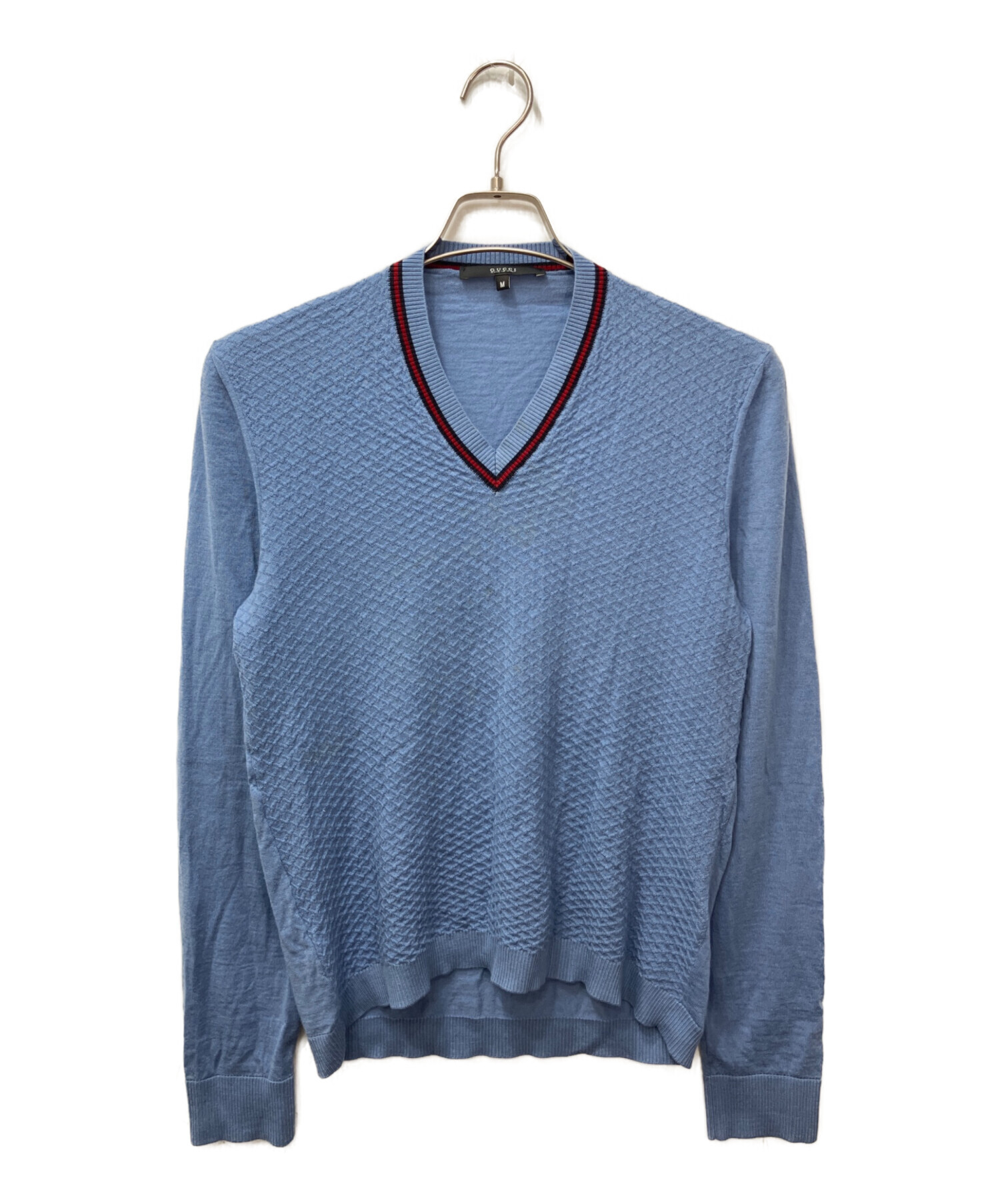 中古・古着通販】GUCCI (グッチ) Vネックニット ブルー サイズ:M