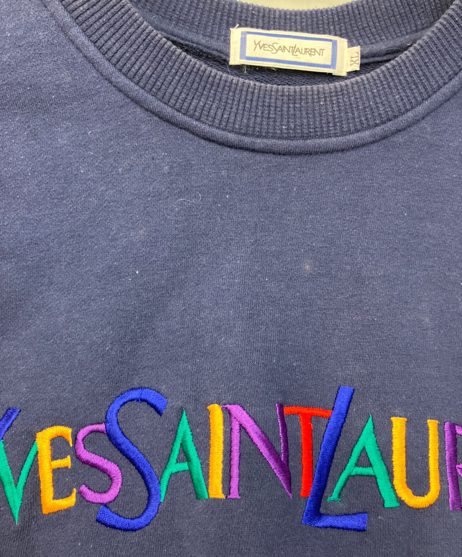 Yves Saint Laurent ネイビー スウェット M ロゴ刺繍 中古・古着通販】Yves Saint Laurent (イヴサンローラン) ロゴ刺繍