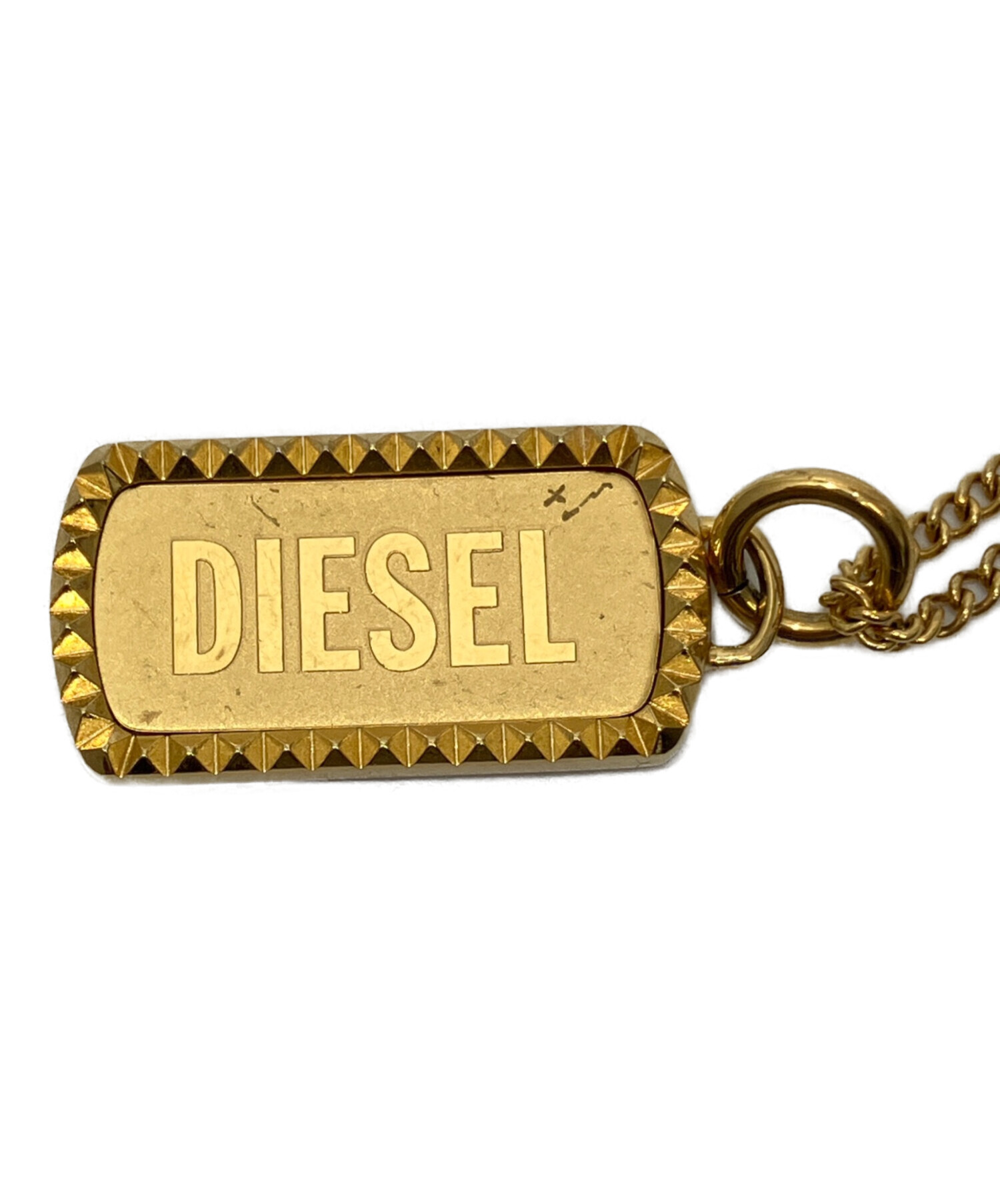 エ*A様 DIESEL　 ロゴプレート 　店舗什器？非売品？レア？ 中古・古着通販】DIESEL (ディーゼル) プレートネックレス ゴールド