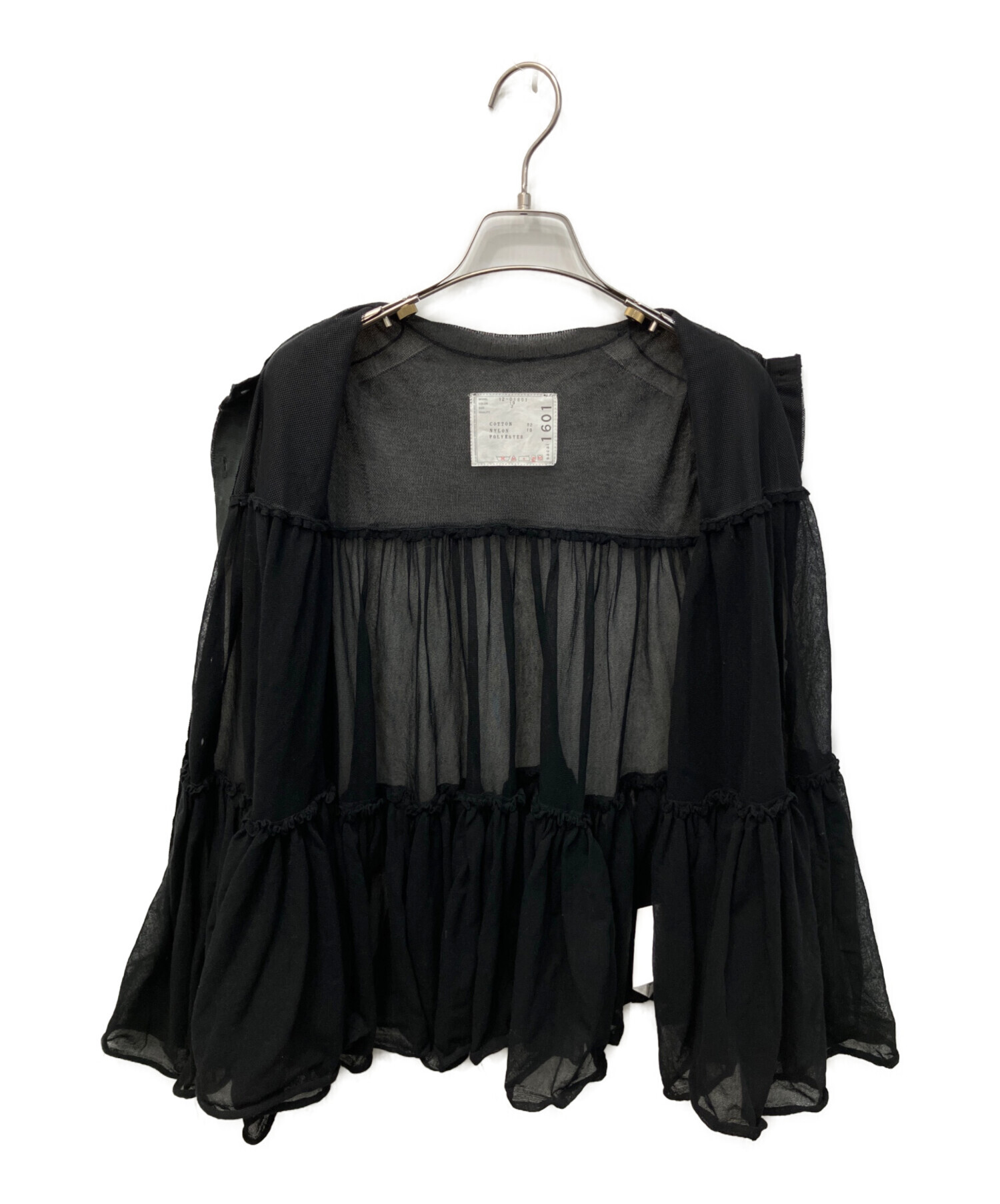 Sacai ブラックカーディガン サイズ2 中古・古着通販】sacai (サカイ) シアーティアードカーディガン