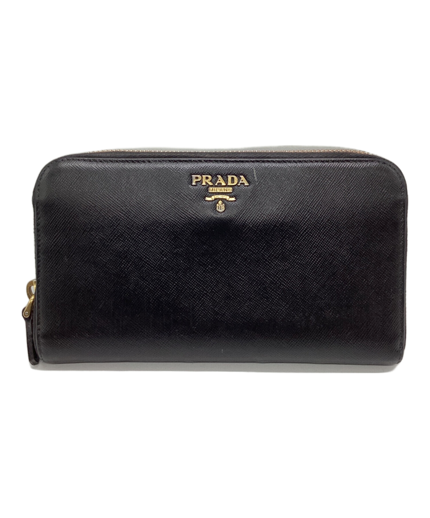 中古・古着通販】PRADA (プラダ) ラウンド ジップウォレット ブラック