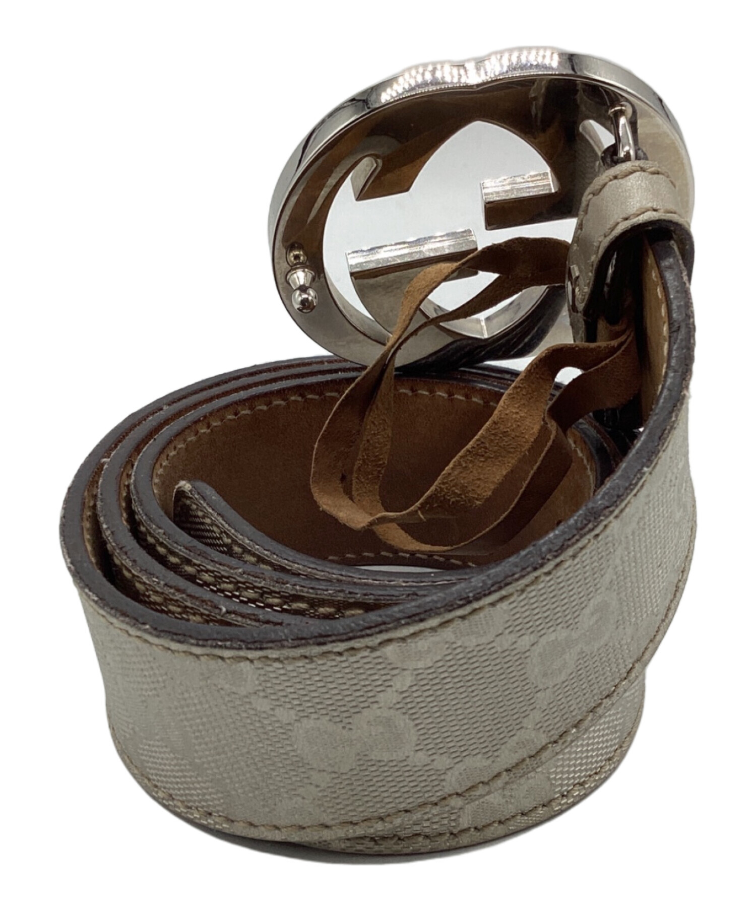 Gucci GGロゴ ブラウンレザーベルト　新品未使用 中古・古着通販】GUCCI (グッチ) GGロゴバックルベルト｜ブランド