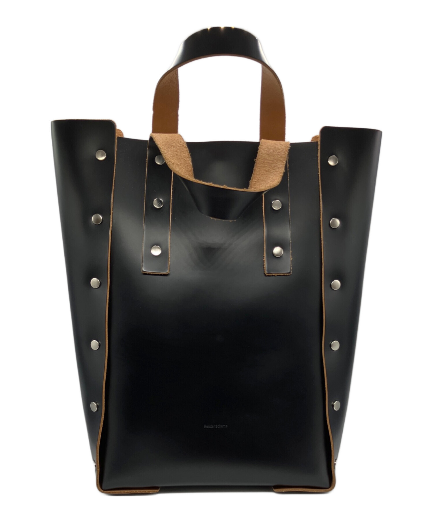 Hender Scheme レザートートバッグ ブラック×ブラウン 本革 中古・古着通販】HENDER SCHEME (エンダースキーマ) assemble hand bag