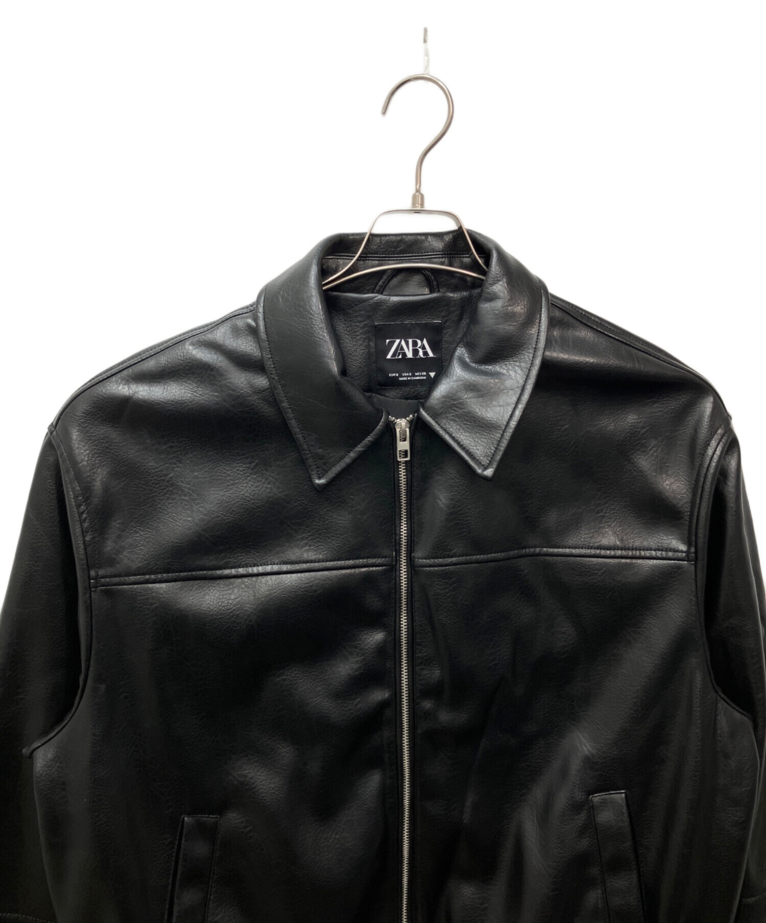 中古・古着通販】ZARA (ザラ) エコレザーボンバージャケット ブラック