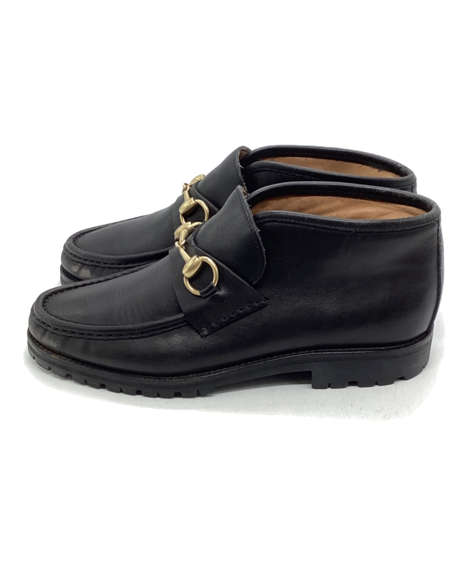 中古・古着通販】GUCCI (グッチ) ホースビッモカシンブーツ ブラック