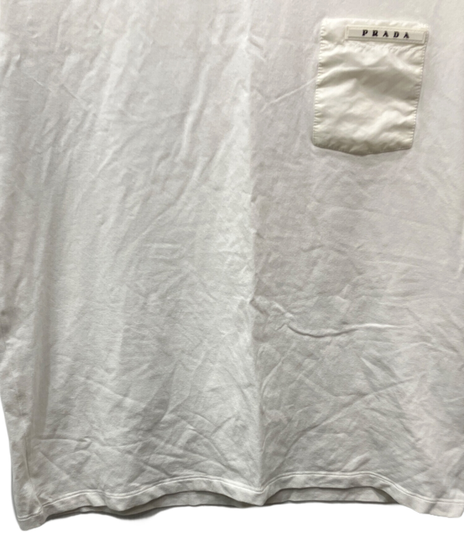 中古・古着通販】PRADA (プラダ) ラバーロゴポケットTシャツ ホワイト
