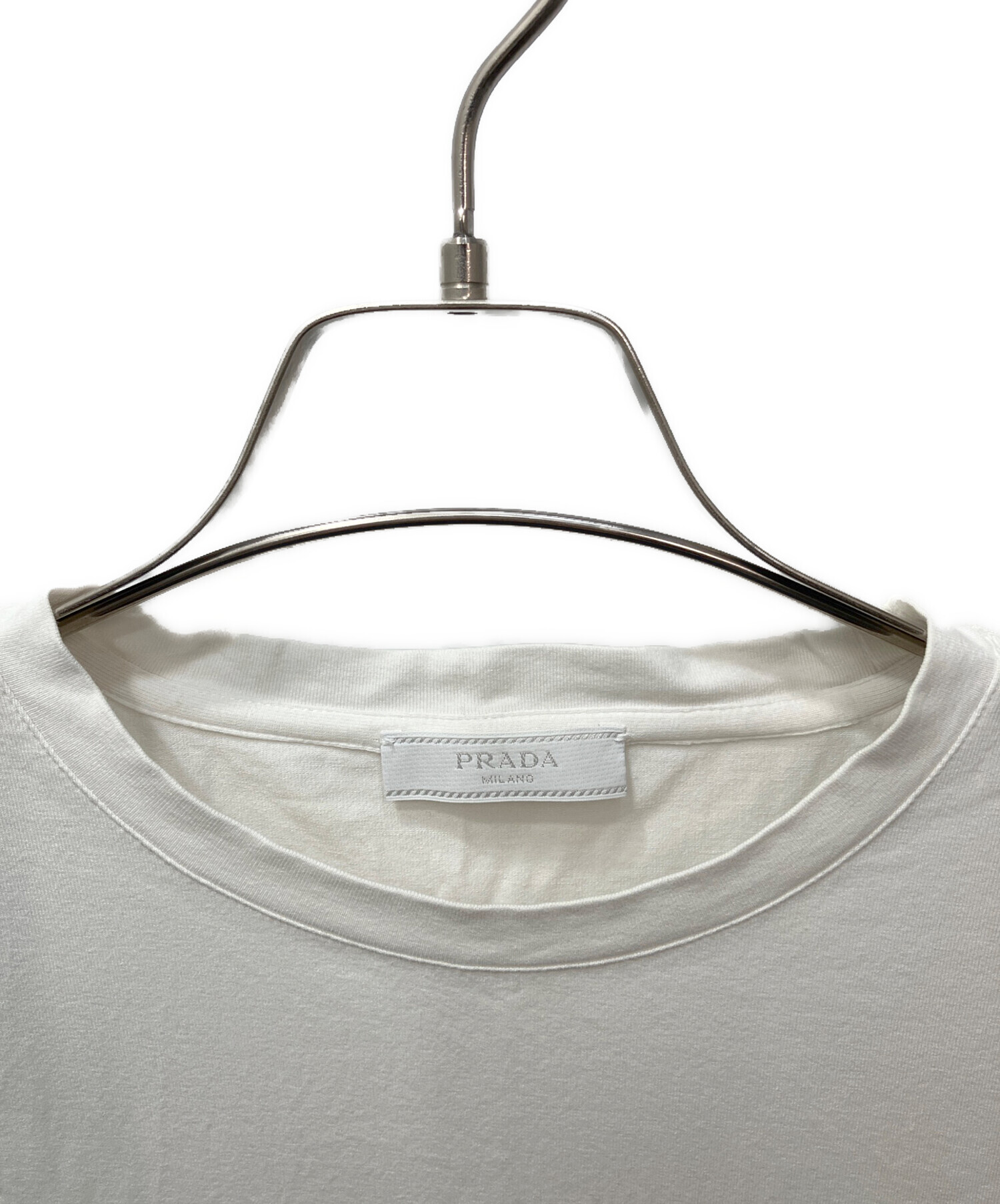 中古・古着通販】PRADA (プラダ) ラバーロゴポケットTシャツ ホワイト