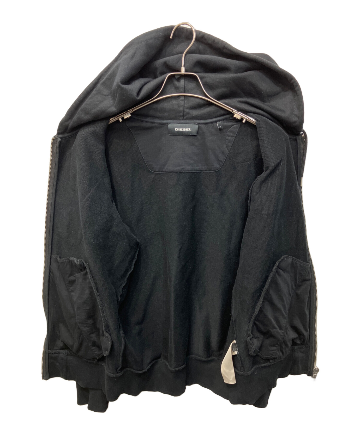 中古・古着通販】DIESEL (ディーゼル) レザーパッチジップパーカー