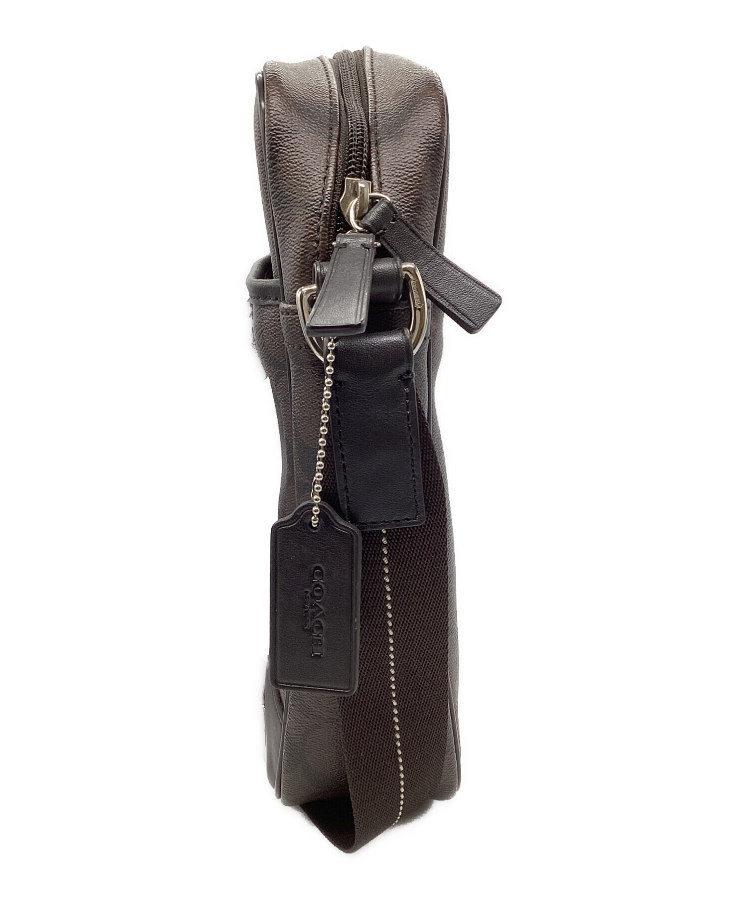 極美品 COACH フライトバッグ メッセンジャーバッグ 茶 ヘリテージ 中古・古着通販】COACH (コーチ) ヘリテージシグネチャーフライト