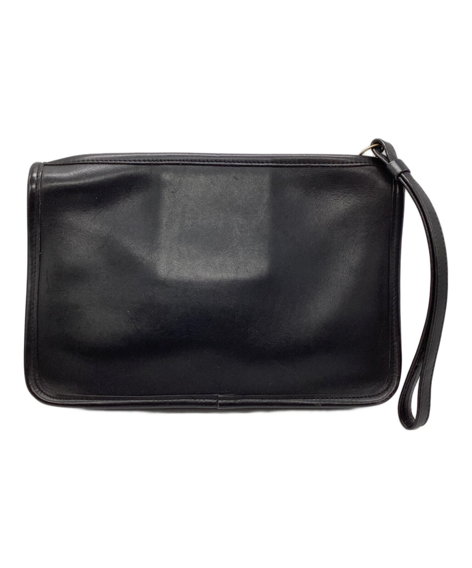 【希少品】 vintage coach old usa クラッチバッグ ブラック 中古・古着通販】COACH (コーチ) オールレザーオールドクラッチバッグ