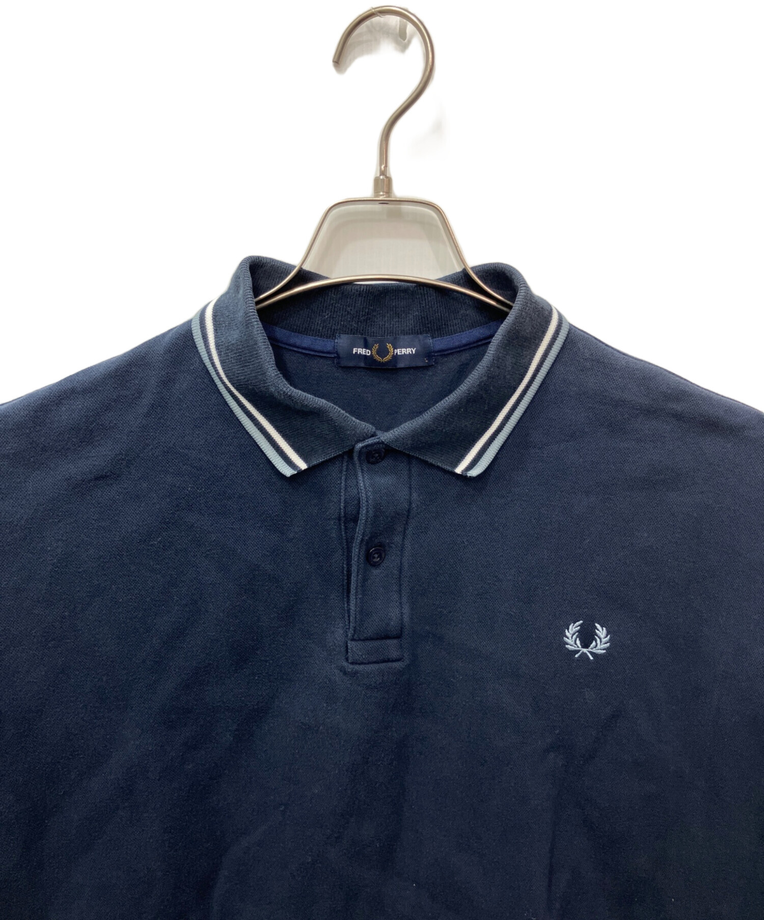 フレッドペリー FRED PERRY ポロスウェット ネイビー 中古・古着通販】FRED PERRY (フレッドペリー) ワイドシルエットポロ