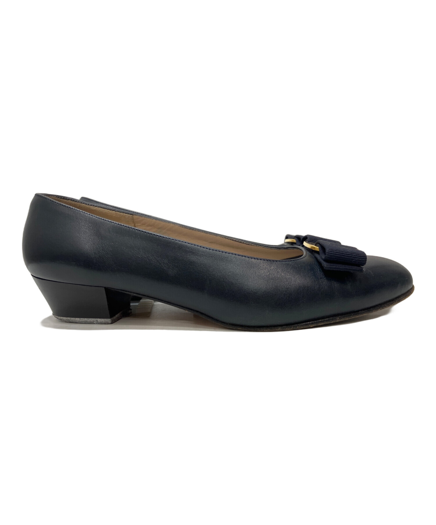 新品✨サルヴァトーレフェラガモ　VARA リボン　パンプス　ネイビー　太ヒール 中古・古着通販】Salvatore Ferragamo (サルヴァトーレ フェラガモ