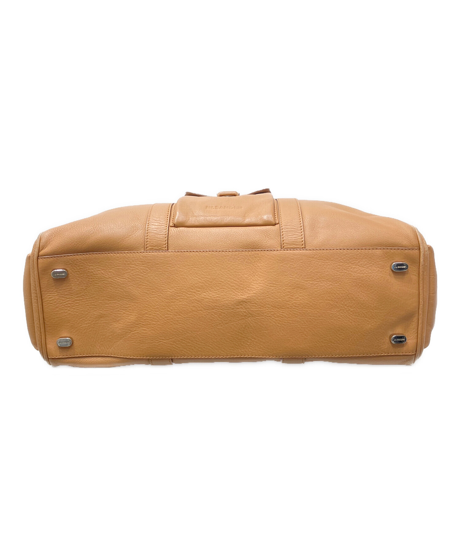 JIL SANDER ジルサンダー トートバッグ レザー キャメル ロゴ型押し 中古・古着通販】JIL SANDER (ジルサンダー) レザートートバッグ