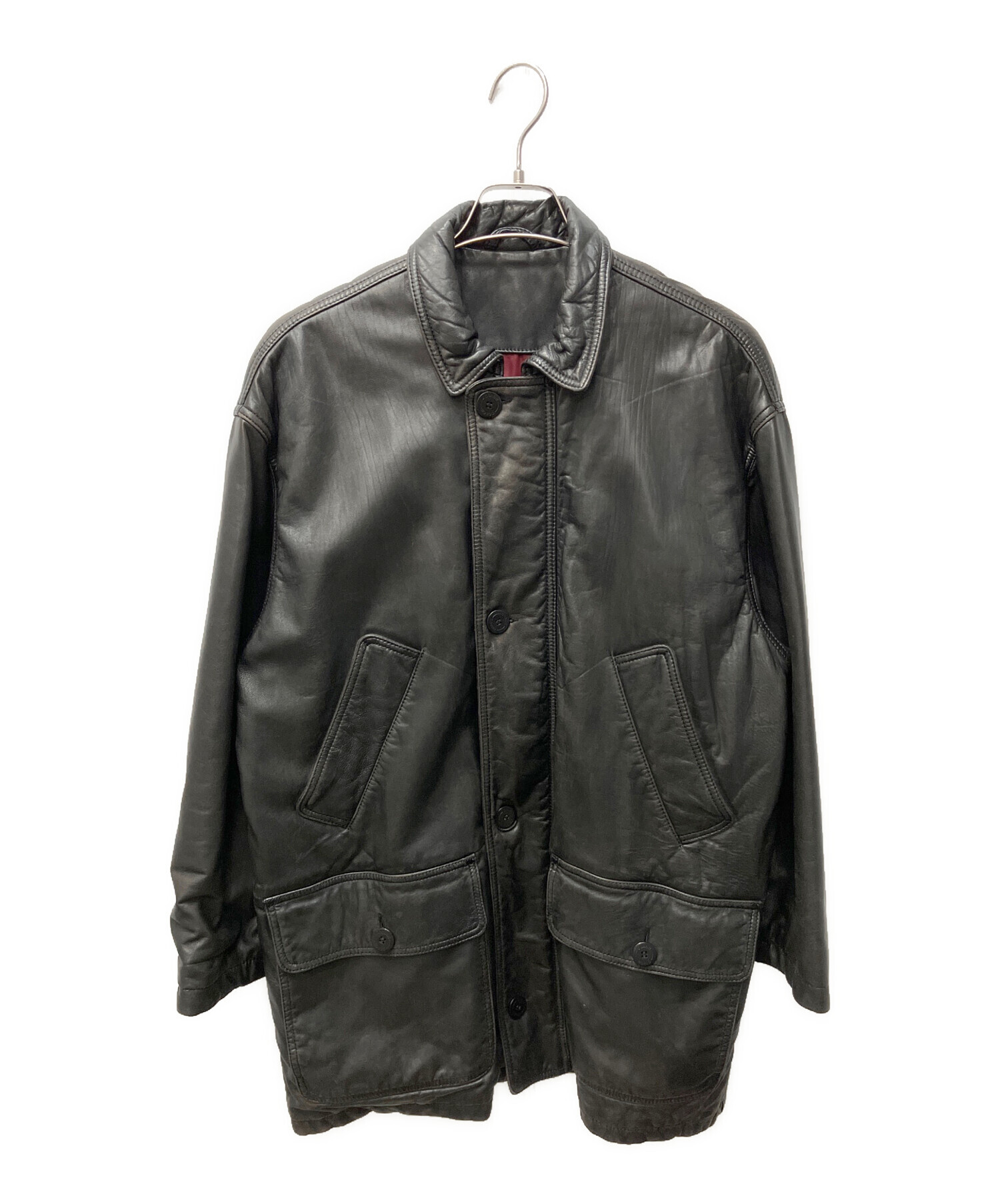 中古・古着通販】COACH (コーチ) リアルレザーコート ブラック サイズ