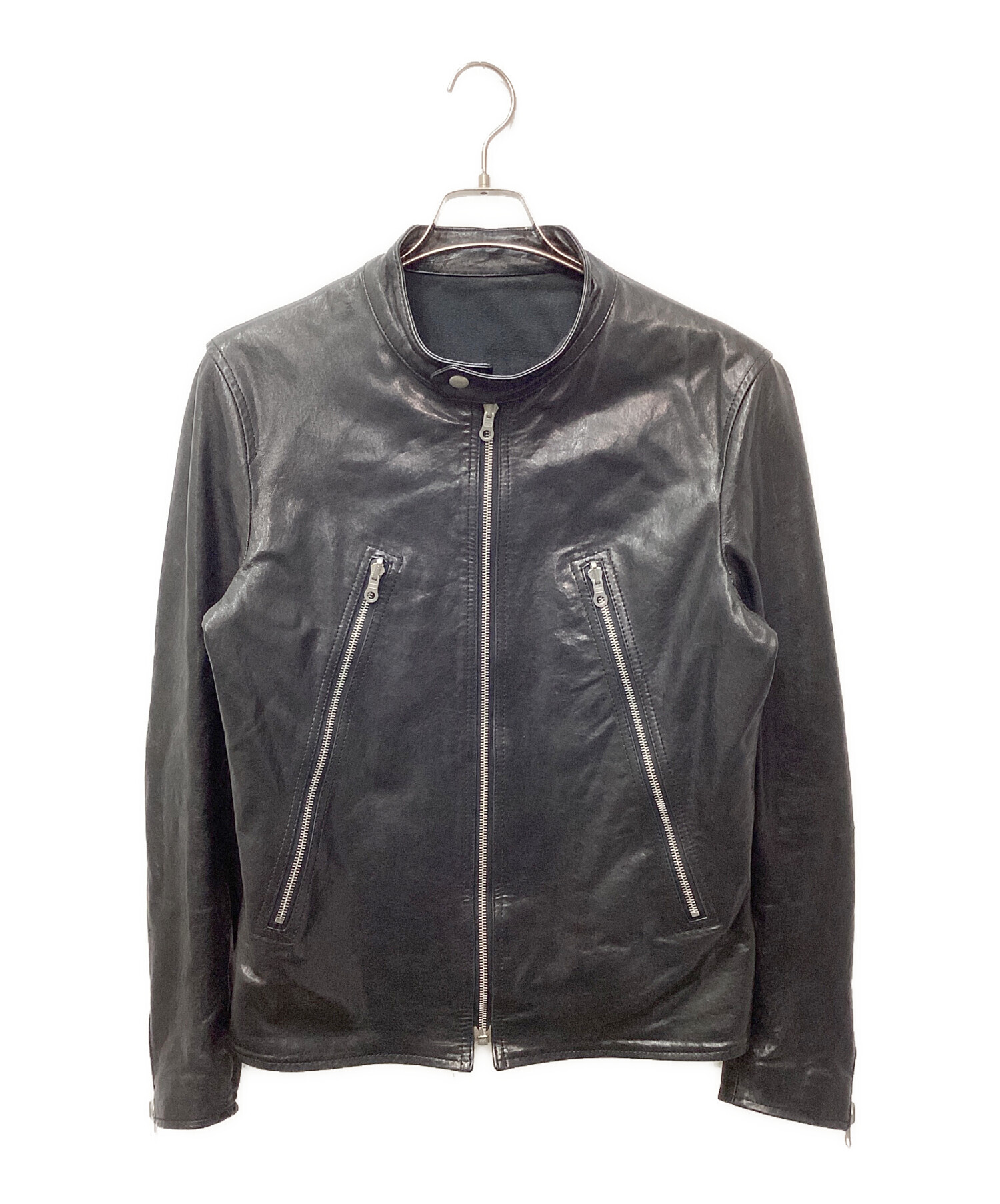 中古・古着通販】USED (USED) 八の字ライダースジャケット ブラック