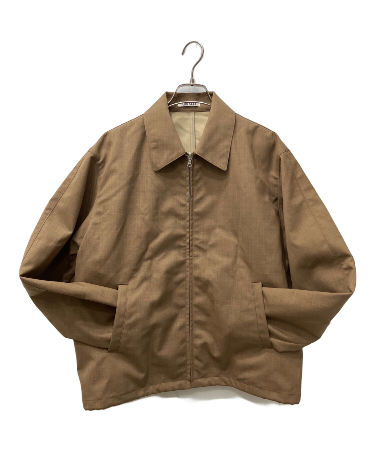 AURALEE オーラリー リネンジャケット4ベージュ カバーオールブルゾン 中古・古着通販】AURALEE (オーラリー) BONDED TROPICAL WOOL ZIP