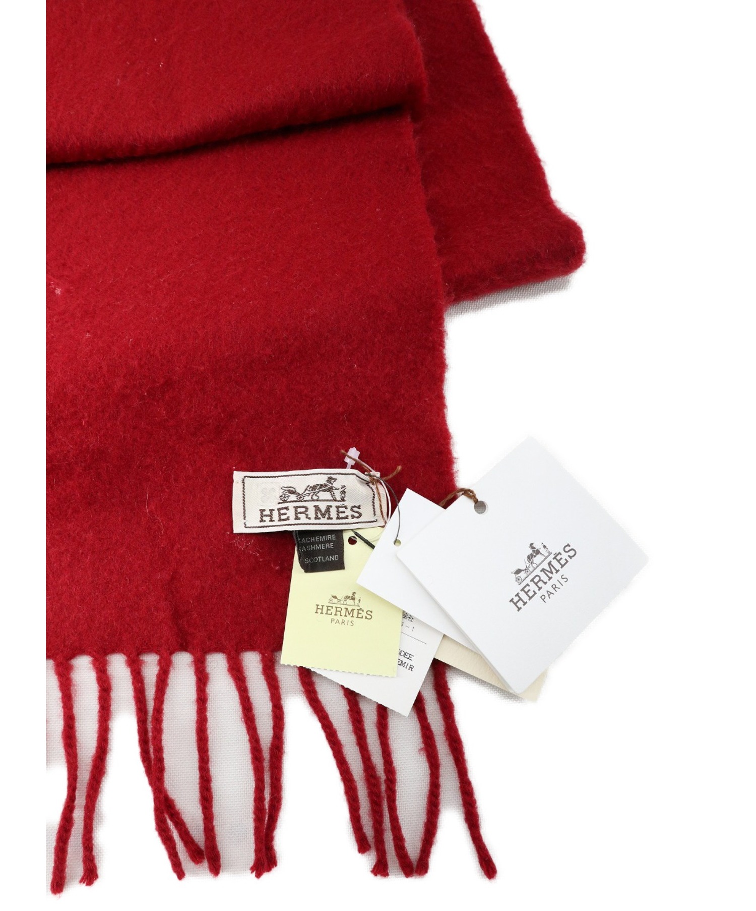 中古・古着通販】HERMES (エルメス) カシミヤマフラー レッド