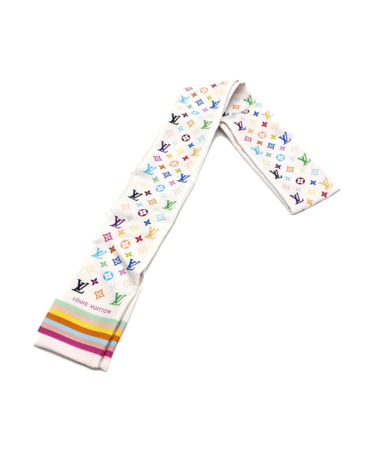 ルイ・ヴィトン シルク スカーフ ホワイト 中古・古着通販】LOUIS VUITTON (ルイヴィトン) バンドーシルク