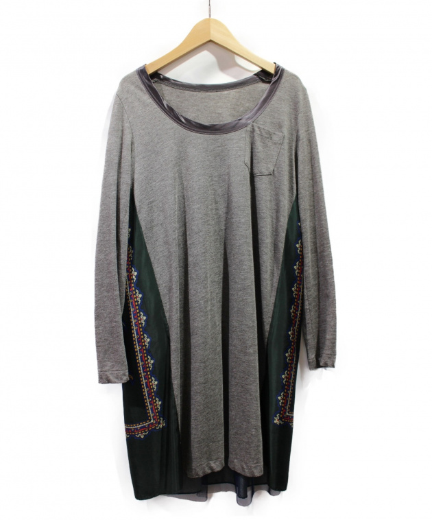 sacai サカイ ボリューム 切替ワンピース 中古・古着通販】sacai (サカイ) 切替ワンピース ライトグレー サイズ