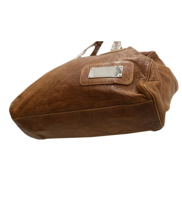 BALENCIAGA ブラウンレザーバッグ　美品　本物 中古・古着通販】BALENCIAGA (バレンシアガ) レザートートバッグ